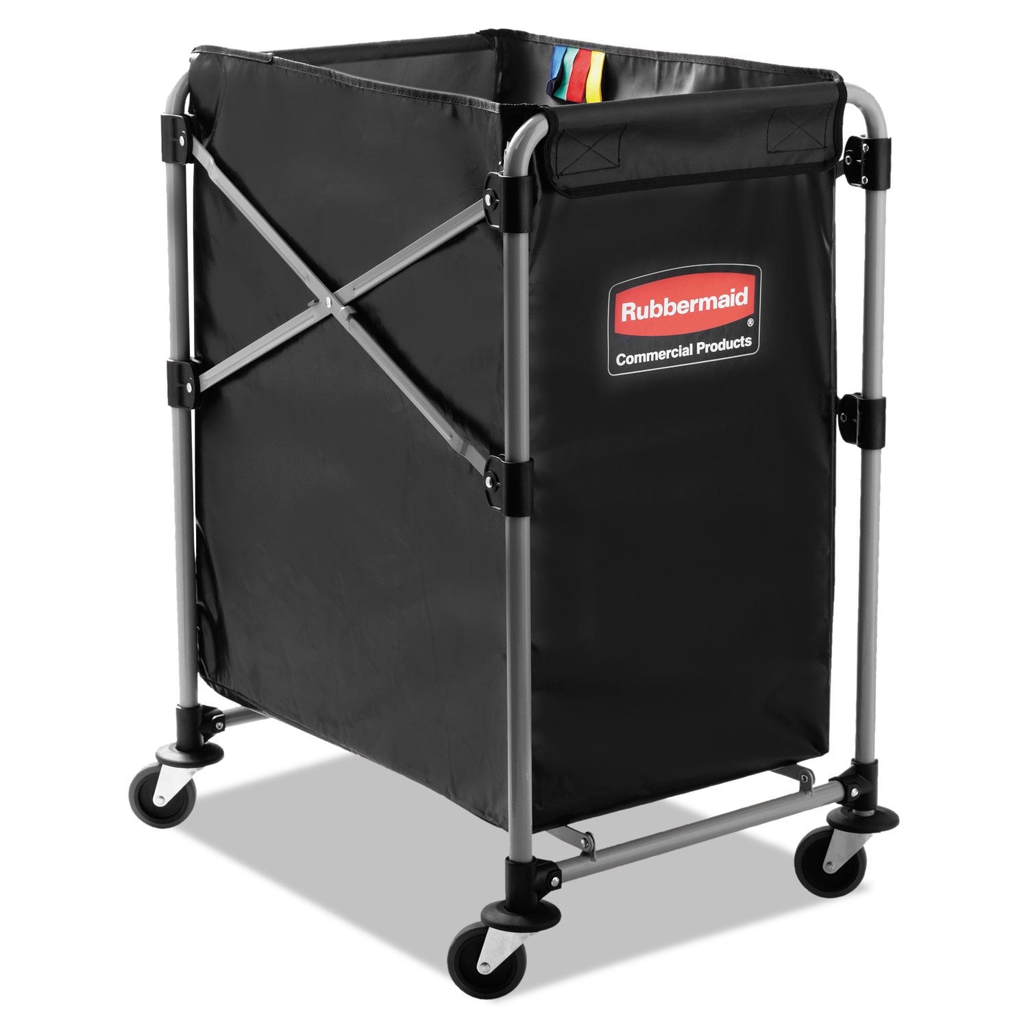 Rubbermaid Commercial 1881749 Collapsible X-Cart Steel 4-Bushel Cart 20 1/3w x 24 1/10d Black/Silver