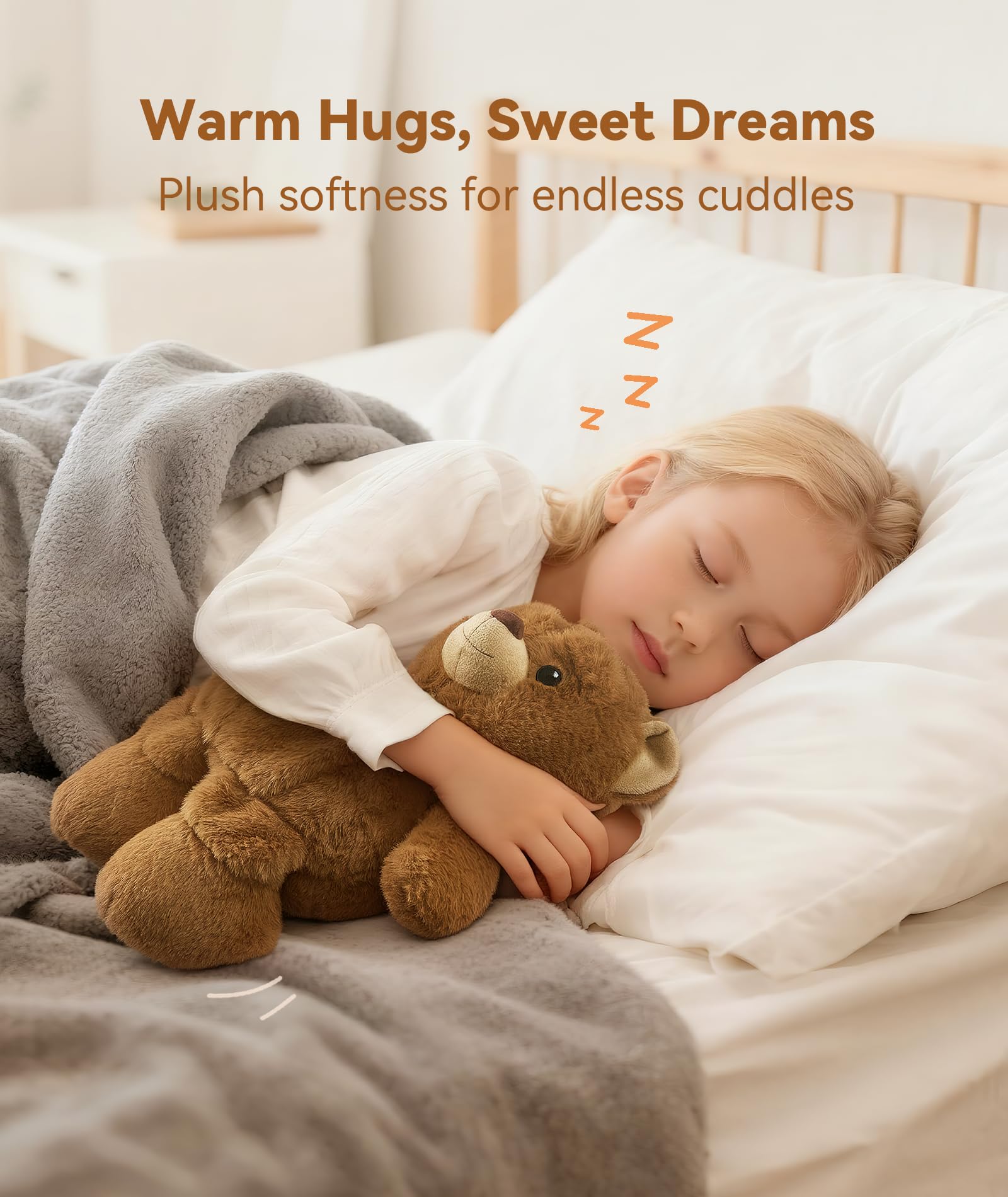 Dreamegg Bear Stuffed Animals, Microwavable Stuffed Animal Heating Pad for Cramps, Pain Relief & Anxiety, Washable Cover, Cute Heatable Unscented Plush Toy Gifts for Women Girls Adults Kids Christmas