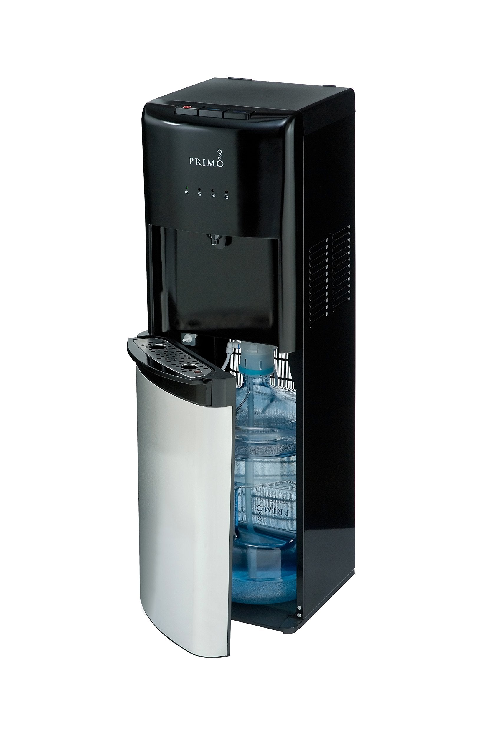 Primo Bottom-Loading Self-Sanitizing Water Dispenser, 3 Temp (Hot-Cool-Cold) Water Cooler Water Dispenser for 5 Gallon Bottle w/Child Safety Lock, Black and Stainless Steel