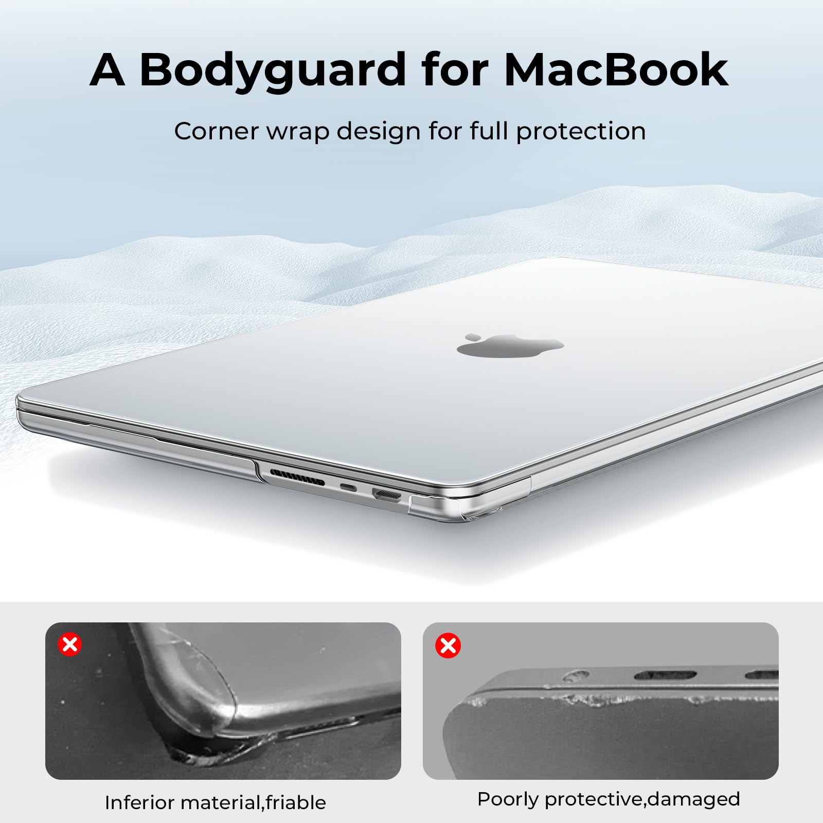 EooCoo Case Compatible with MacBook Pro 14 inch M5 2026-2021 M4 M3 M2 M1 Pro/Max Chip, Hard Shell Cases with Keyboard Cover, Screen Protector - Crystal Clear