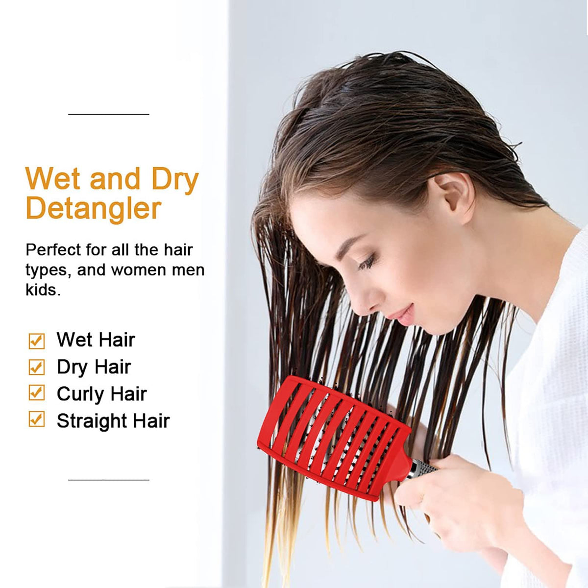 Hairstreaq Detangling Brush, Wet Dry Detangler Hair Brushes, Vented Detangling Brush, Fast Drying Styling Massage Hairbrush for Women & Kids’ Long, Thick, Thin, Curly & Tangled Hair (Pink)
