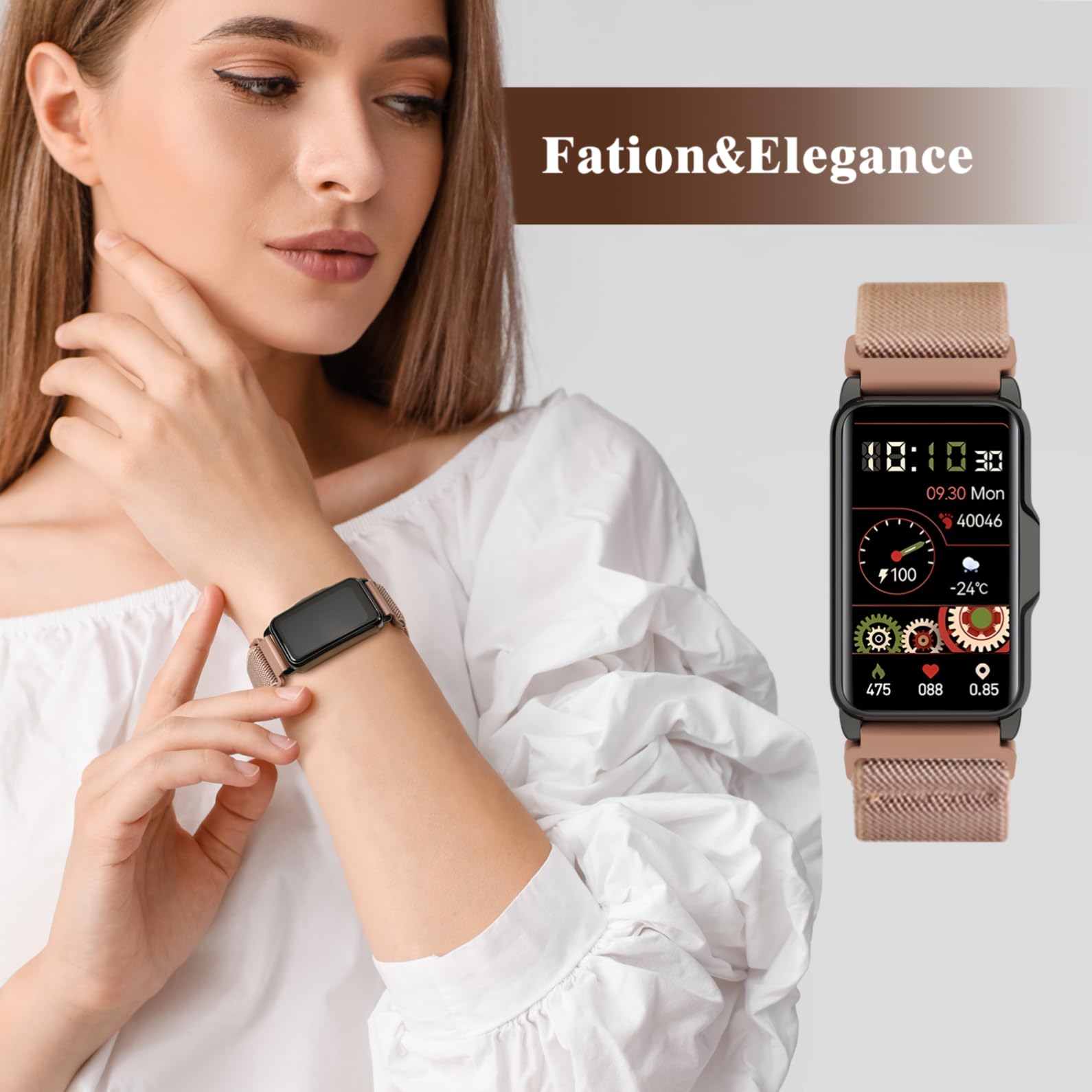 Huadea 3 Pack Compatible with 18mm Fossil Women's Women's Gen 6 42mm Watch Band/5E 42mm & Bestinn/Mindrose H80 1.47'' Fitness Tracker, Soft Sport Nylon Straps Wristbands for Women Men