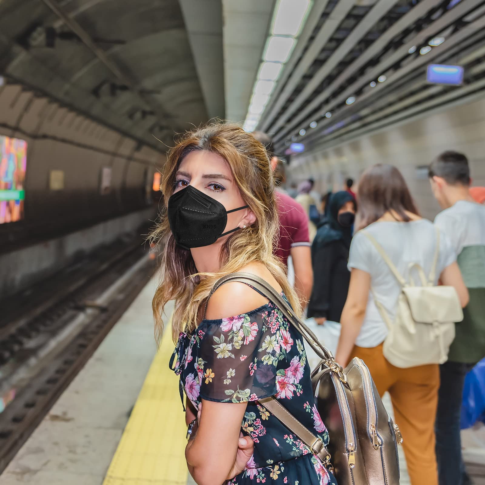 ctc connexions KN95 Black Face Masks 20pcs 5-Layer Cup Dust Masks Filtration Efficiency ≥95% Individually Packaged Breathable Face Mask