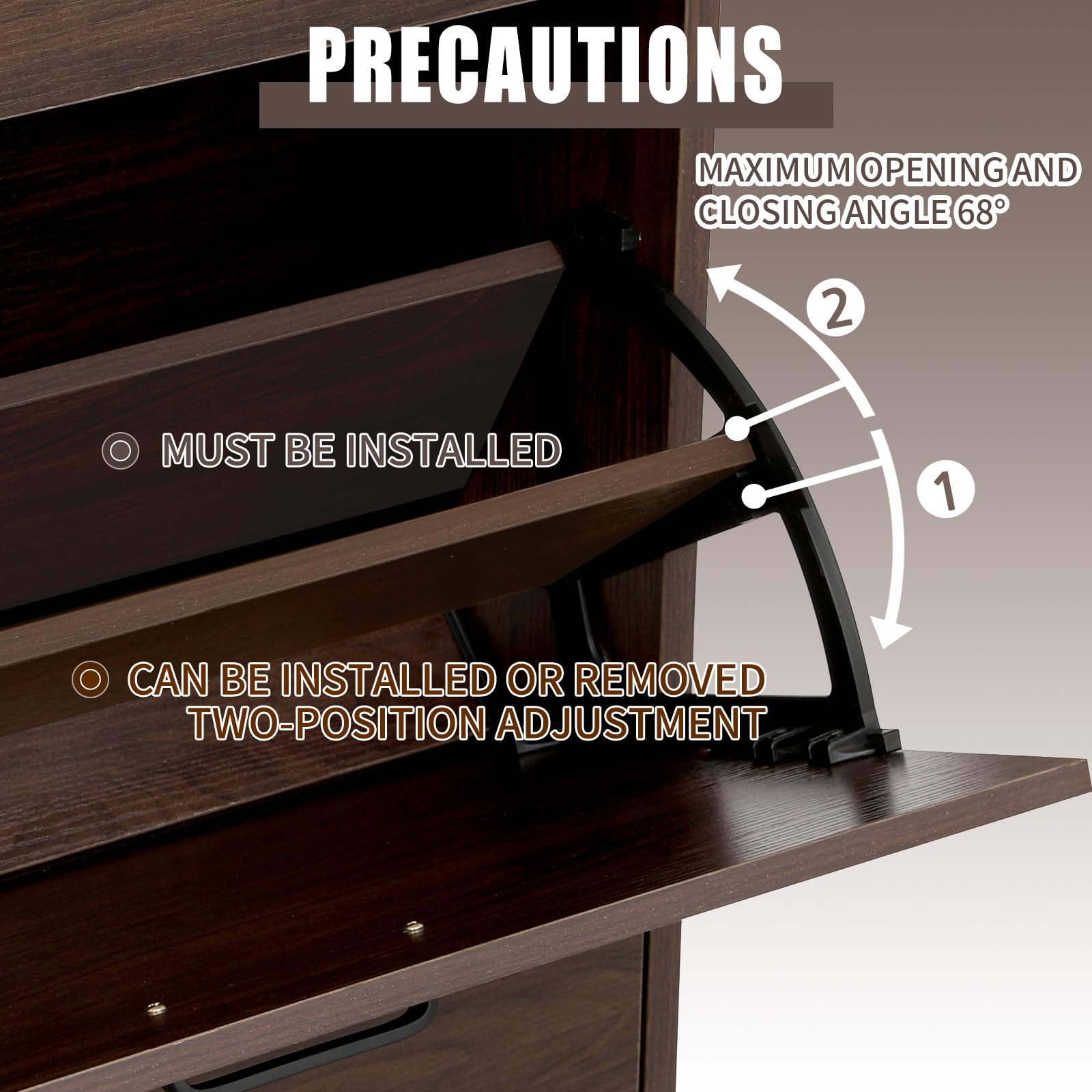 KUMIUNION Shoe Storage Cabinet with 3 Flip Drawers, Freestanding Storage Racks for Entryway Hidden Narrow Shoe Organizers Perfect for Heels, Boots, Slippers, Walnut Brown