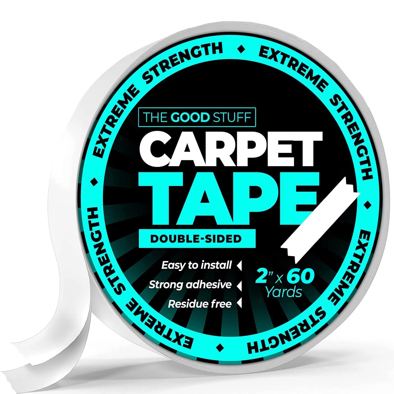 The Good Stuff Rug Tape (2 Inch x 60 Yards) - Secure Rugs to Hardwood, Laminate, Tile, and Carpet