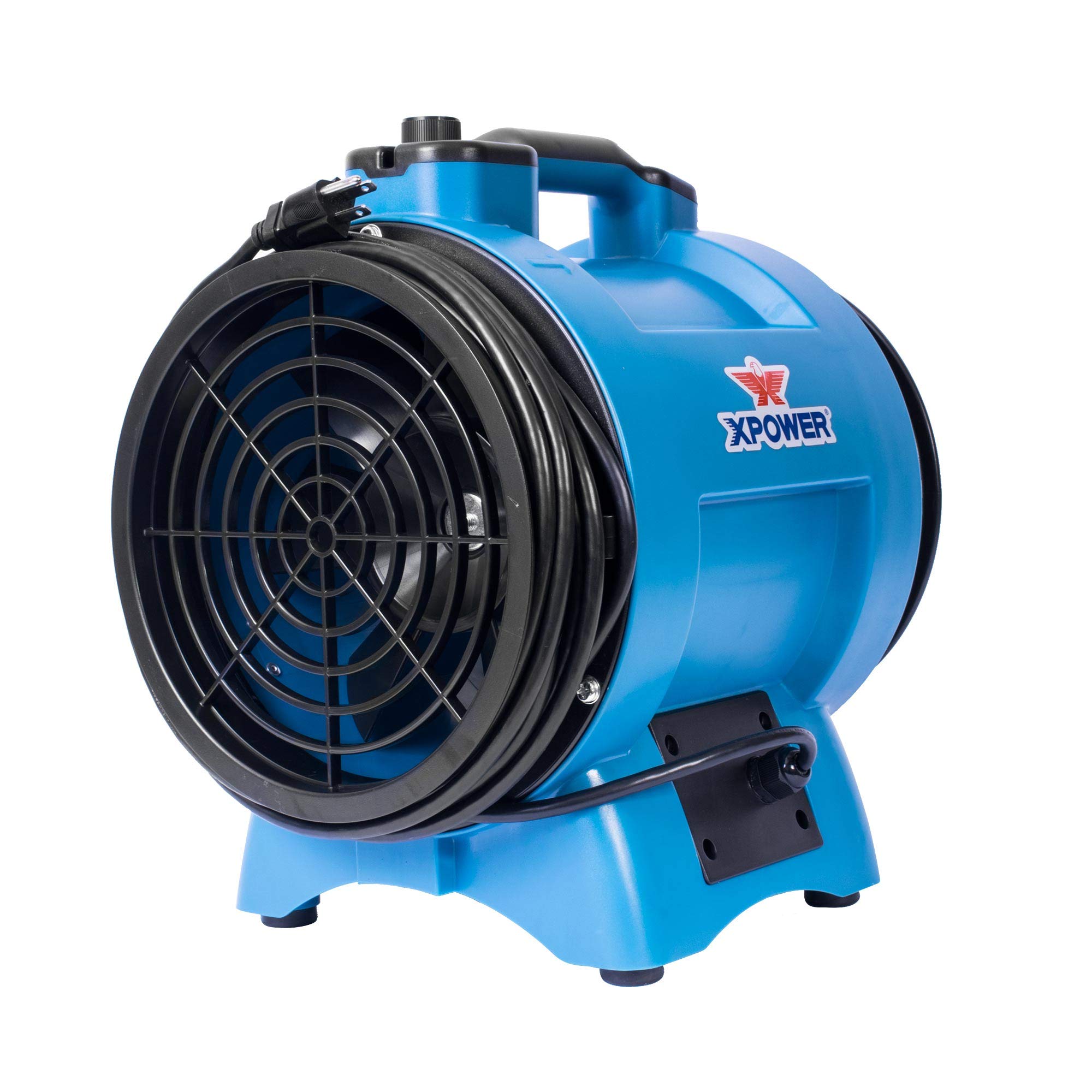XPOWER X-12 Industrial Blower Confined Space Ventilation Fan — 12” Portable Utility Exhaust Fan for Corn Mill, Manhole, Sewage Systems, 1/2 HP — Blue