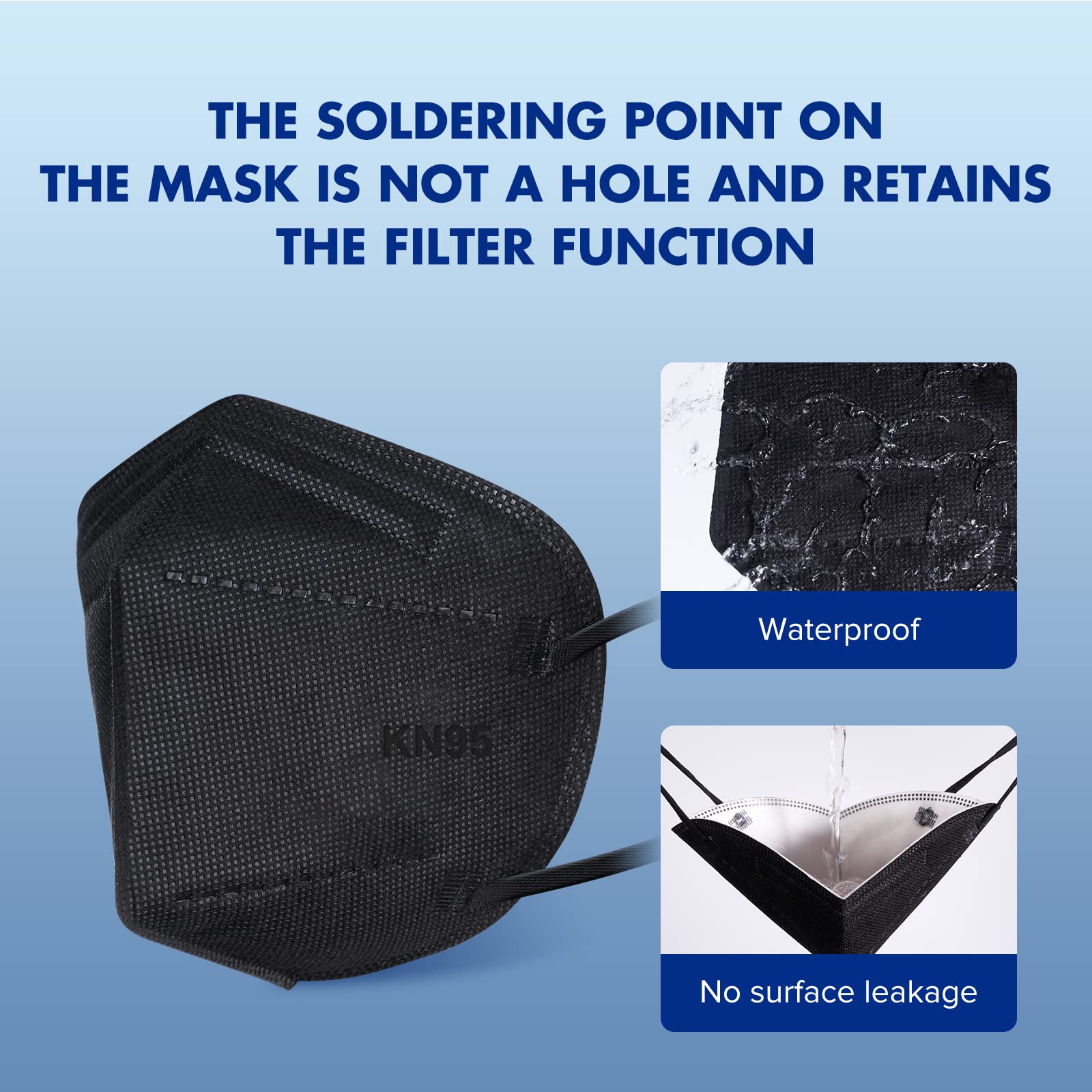 ctc connexions KN95 Black Face Masks 20pcs 5-Layer Cup Dust Masks Filtration Efficiency ≥95% Individually Packaged Breathable Face Mask
