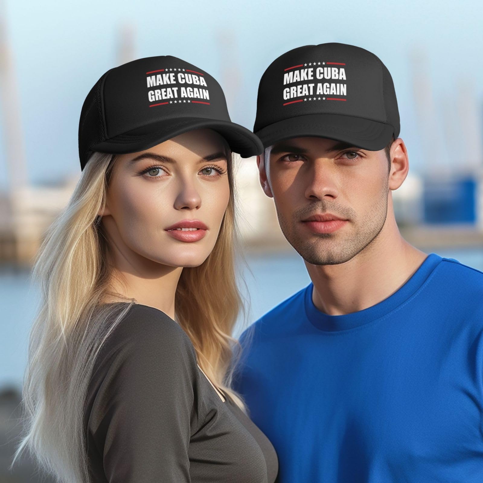 Men Hat Make Cuba Great Again Mesh Trucker Hat Baseball Cap Women Cowboy Hats Adjustable Golf Dad Hats Black -8