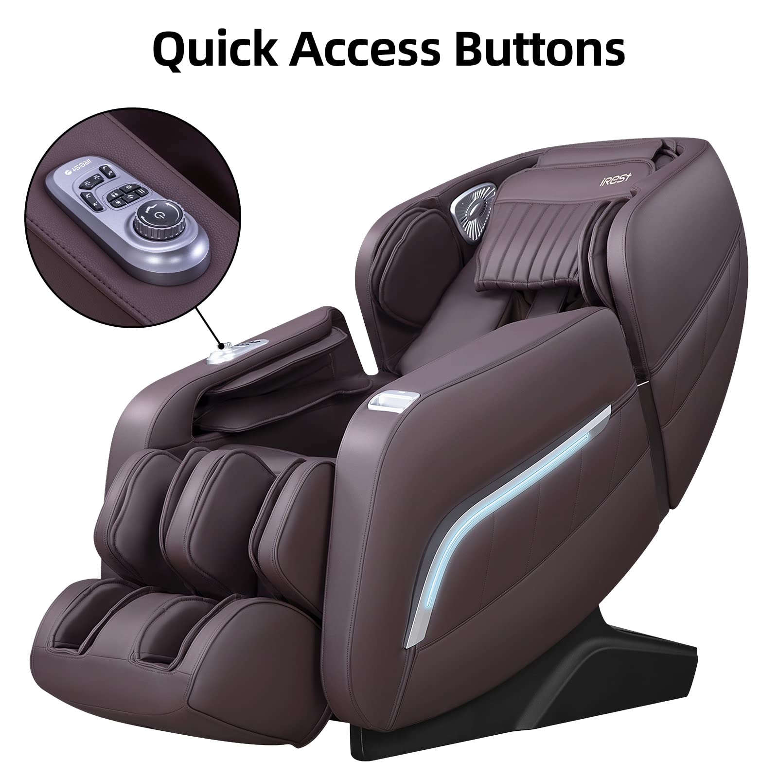 iRest 2024 A306 Massage Chair, Full Body Zero Gravity Recliner with Yoga Stretching, Intelligent Voice Control, SL Track, Foot Rollers, Airbags, Heating, and Bluetooth (Brown)