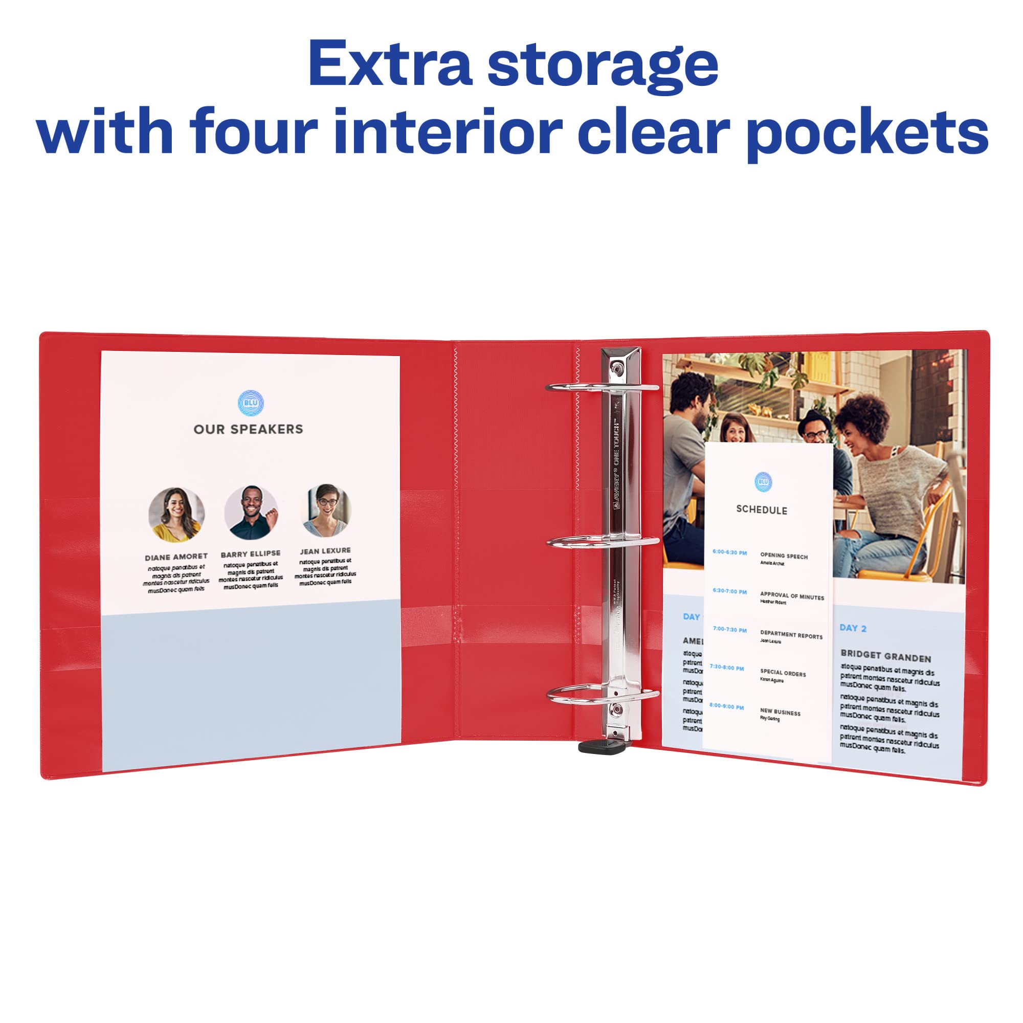 Avery Heavy-Duty View 3 Ring Binder, 1" One Touch EZD Rings, 1 Red Binder (79170)