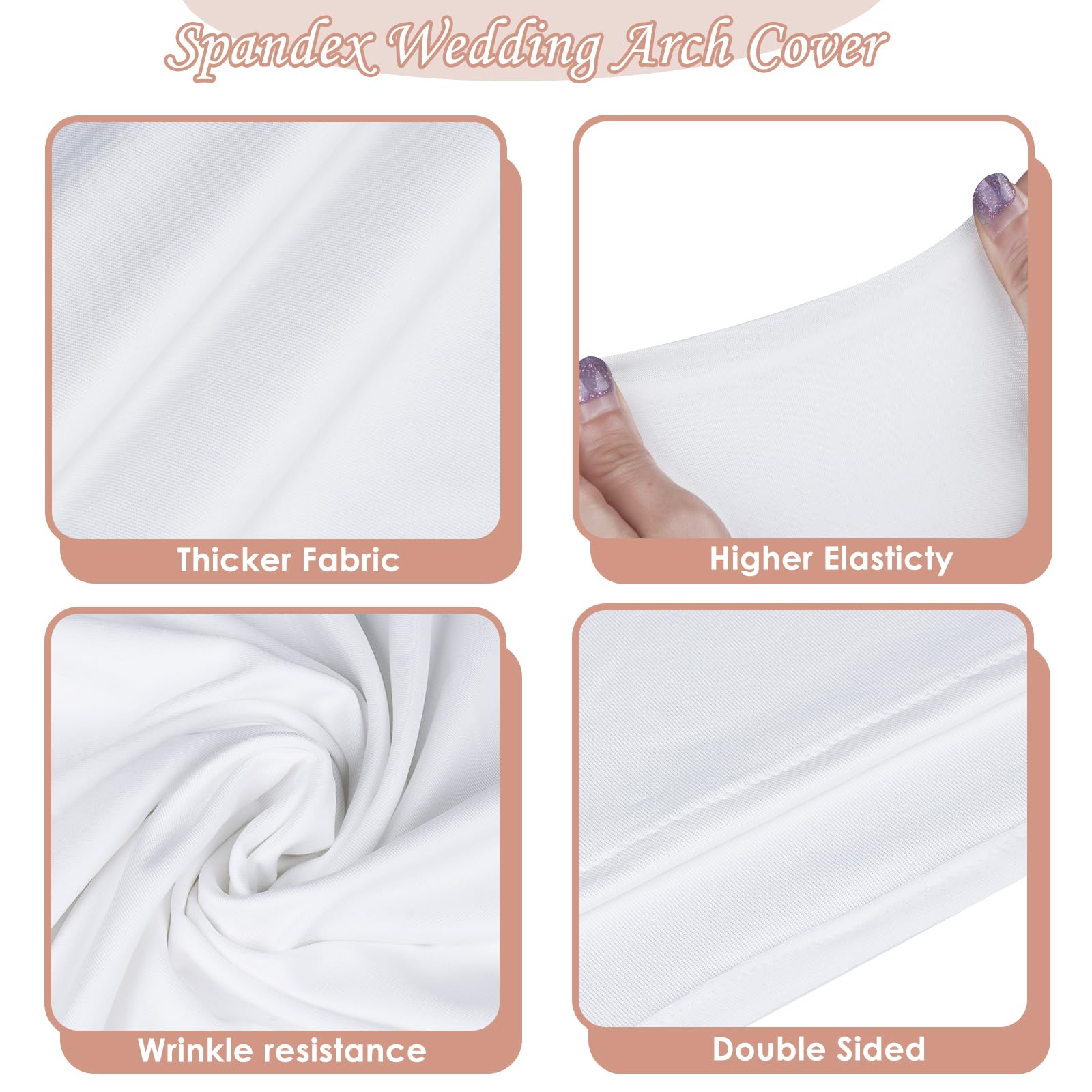 Set of 3 Wedding Arch Cover Spandex Fitted Stretchy Arch Stand Covers,2-Sided Round Top Backdrop Cover for Party Birthday Banquet Baby Shower Arch Decoration (4ft,5ft,6ft White)