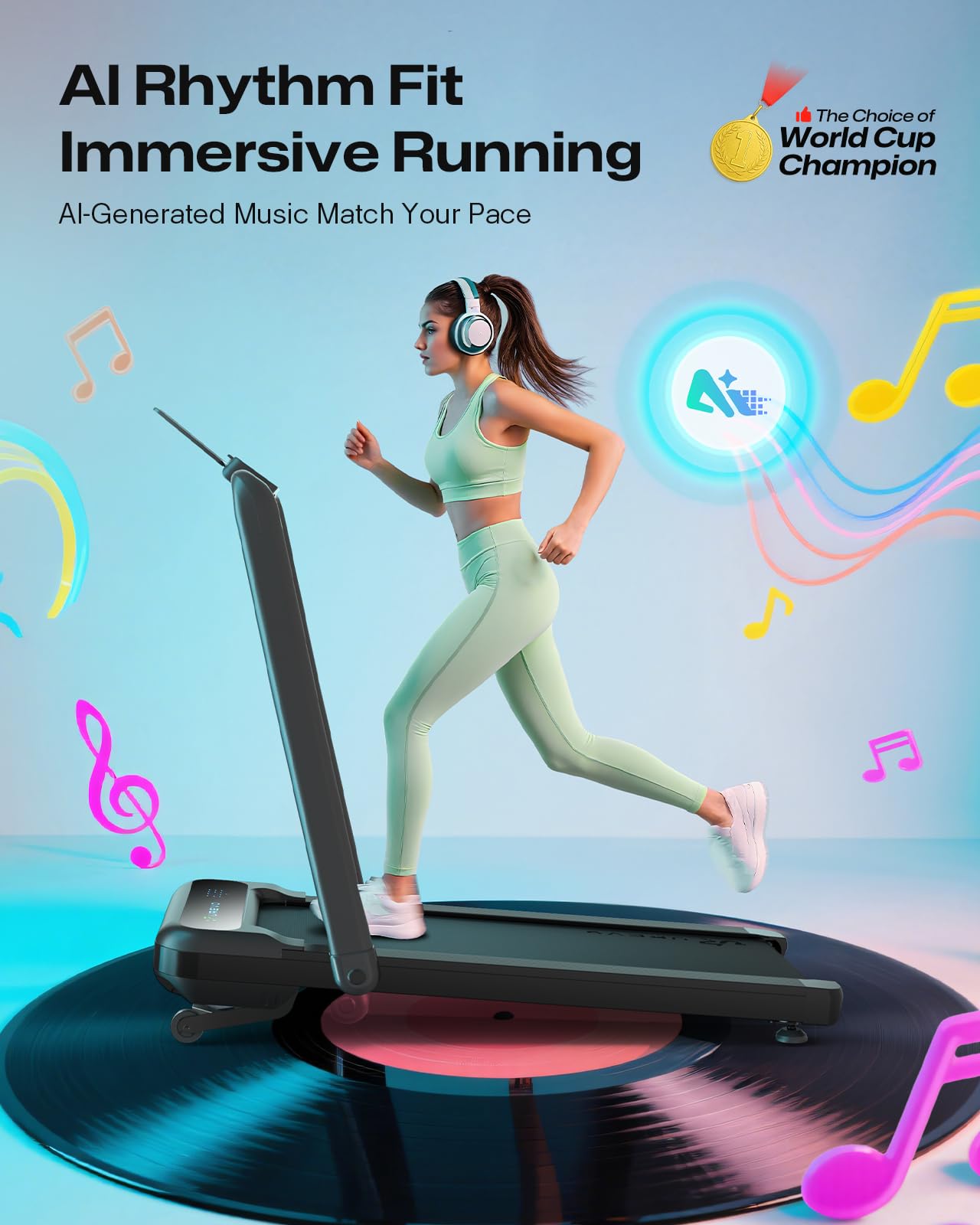 UREVO Smart Treadmill with 9% Incline, 3-in-1 Foldable Treadmill with Handle for Home/Office Fitness, Runner-Focused Design, 6 HIIT Programs & Auto Incline Follow Mode, 2 Display Screens, Plug & Play