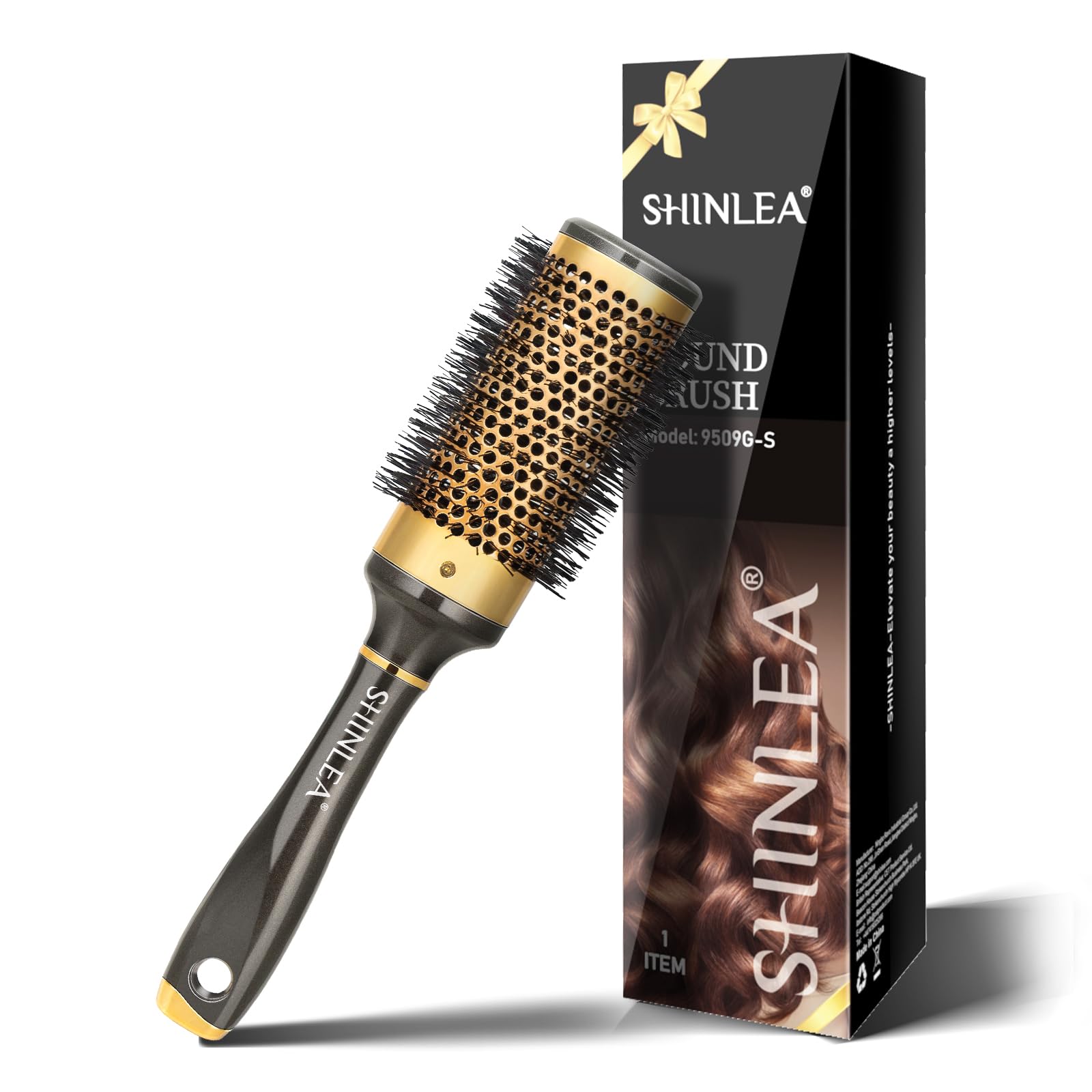 SHINLEA Round Hair Brush for Blow Drying, Aluminium Curly Hair Brush, Hairbrushes for Women Professional Curling, Straightening, Add Volume and Shine (1.7 inch Barrel, 2.5 inch with Bristles)