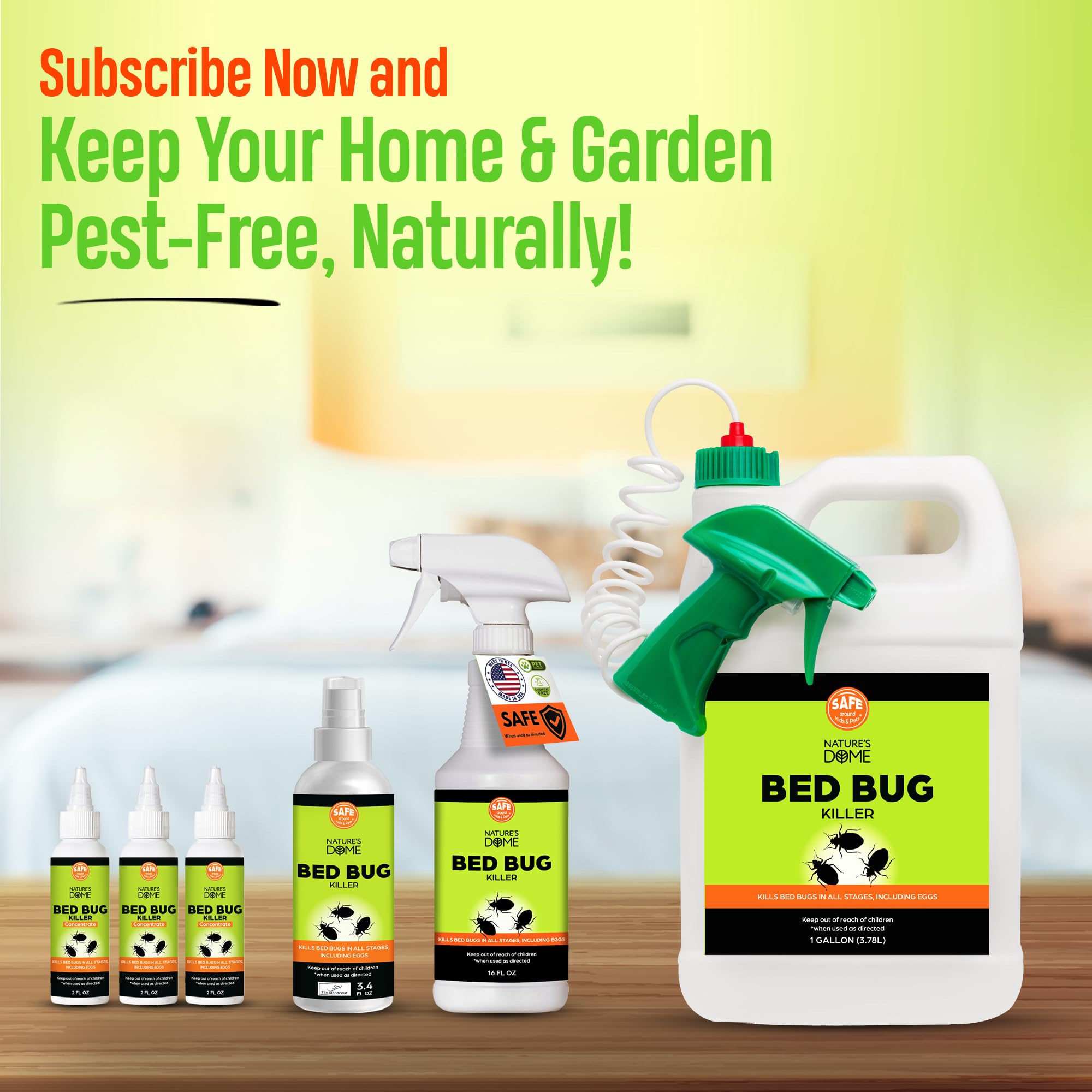 Nature's Dome Bed Bug Spray – 100% Kill Rate, 1 Gallon Natural Bed Bug & Mite Killer, Destroys Eggs, Kills Resistant Strains, Long-Lasting Protection, Safe for Home Use