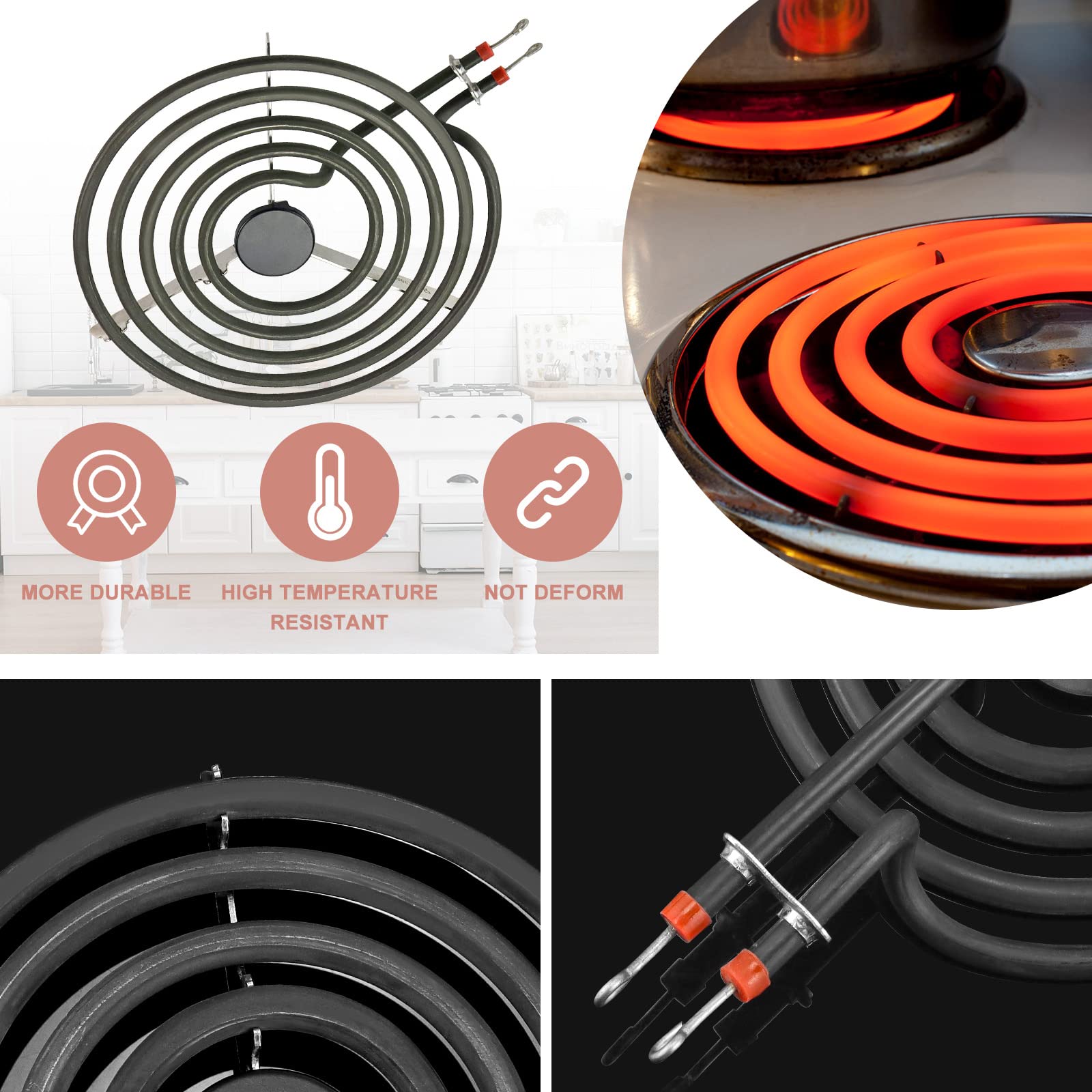 Electric Stove Burner Drip Pans Chrome 316048413(8”) 316048414(6”) and MP22YA Electric Range Burner Elements Replacement for Ken-more Tap-pan Frigi-daire Electric Stove Burner by Fetechmate