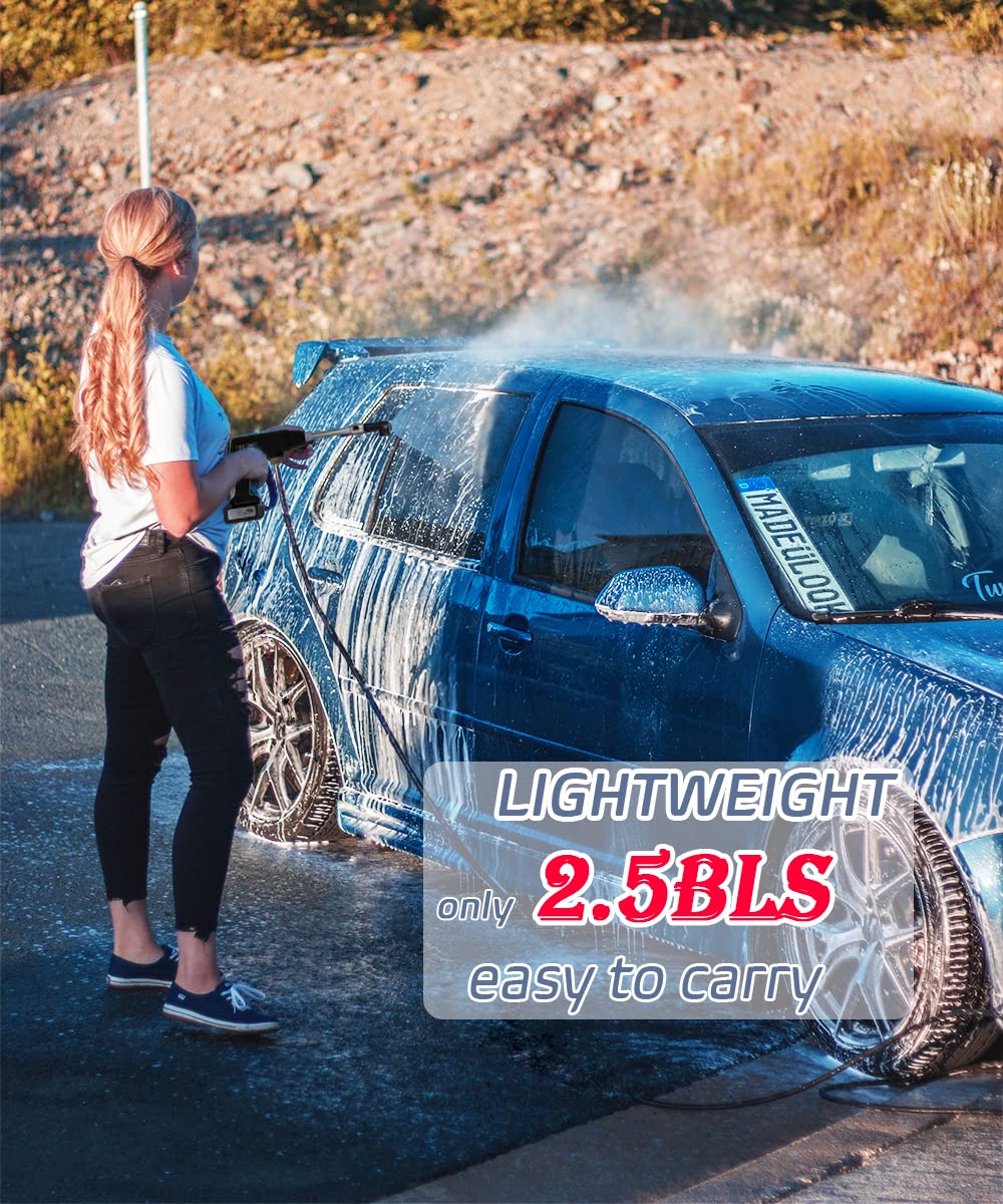 SCHTUMPA Cordless Pressure Washer, Portable Power Washer, 21V Electric Pressure Washer Gun with 652PSI, 6-in-1 Nozzle,4.0Ah Battery for Car/Window/Outdoor Cleaning