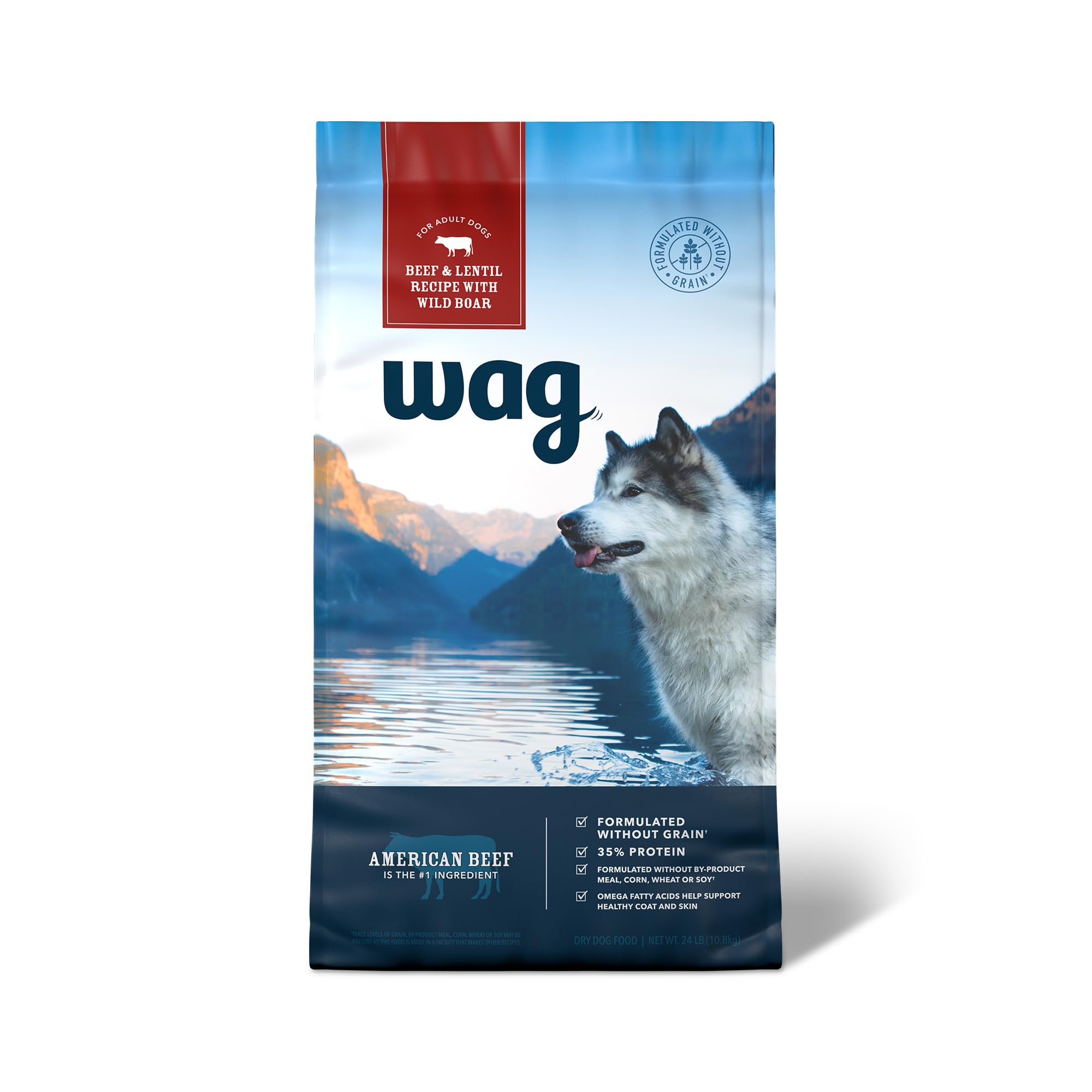 Amazon Brand - Wag Dry Dog Food Grain-Free Beef & Lentil Recipe, High Protein (24 lb bag)