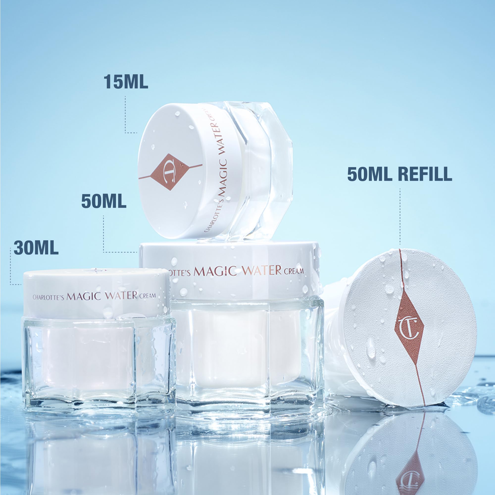 Charlotte Tilbury Magic Water Face Cream - Lightweight, Dewy Gel Moisturizer for Sensitive Skin - Infused with Niacinamide & Biopeptide Complex to Help Improve the Appearance of Fine Lines (50ml)