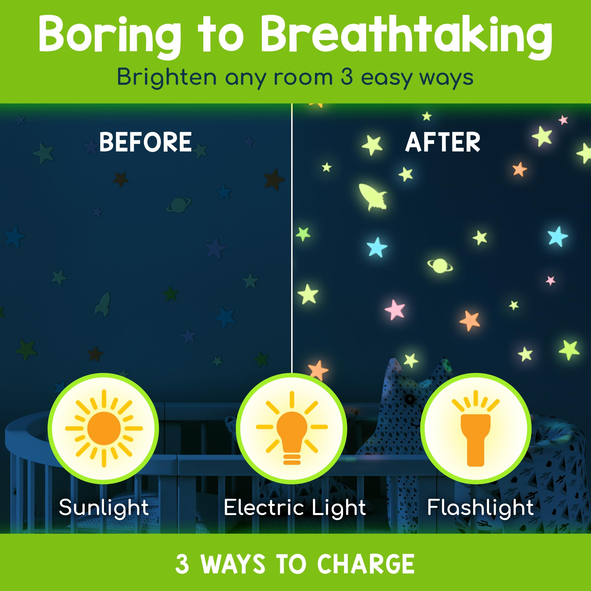 BUNMO 280pcs Glow in The Dark Stars for Ceiling - Safe Glow in Dark Stickers for Walls & Ceilings - Longlasting Glow in Dark Stars for Ceiling - Glow in The Dark Ceilings Stars - Strong Glow