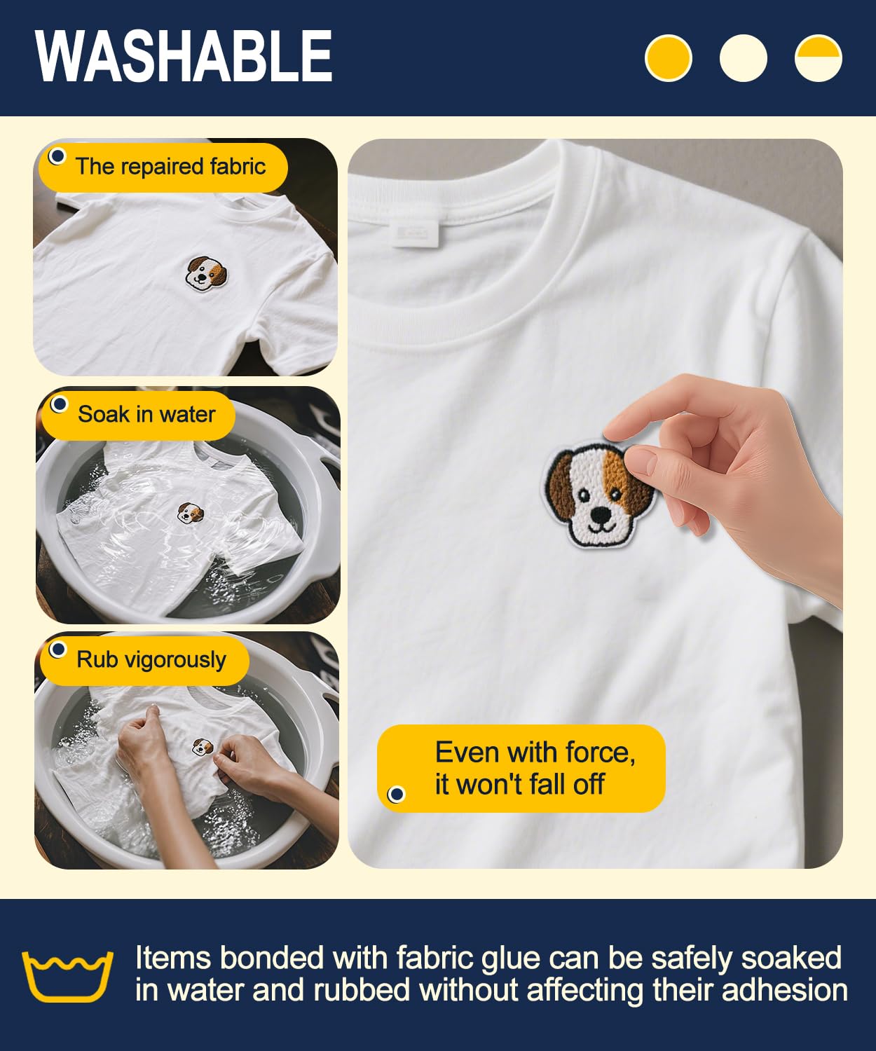 PHIXBEAR Mighty Fabric Glue Permanent in Glass Bottle with Brush, Waterproof Washable Liquid Stitch Fabric Glue, Safe, No Irritation. for Repair Clothes, Leather, Patches(1.68 fl.oz 50ml)