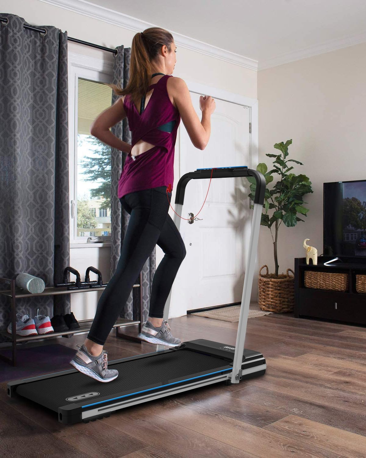 REDLIRO Under Desk Treadmill 2 in 1 Walking Pad, Portable, Folding, Electric, Motorized, Walking and Jogging Machine with Remote Control for Home and Office Workout