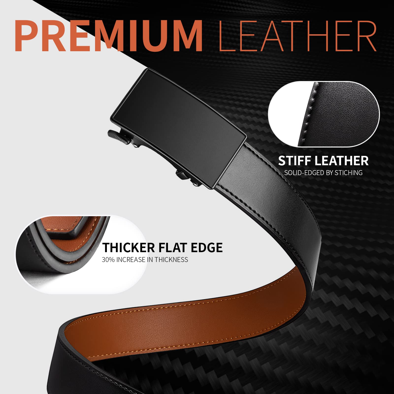 Zitahli Ratchet Belt for Men,Upgraded Tail Hidden Design mens belt Leather for Dress Pant Shirt Oxfords,Micro Adjustable 26"-32"