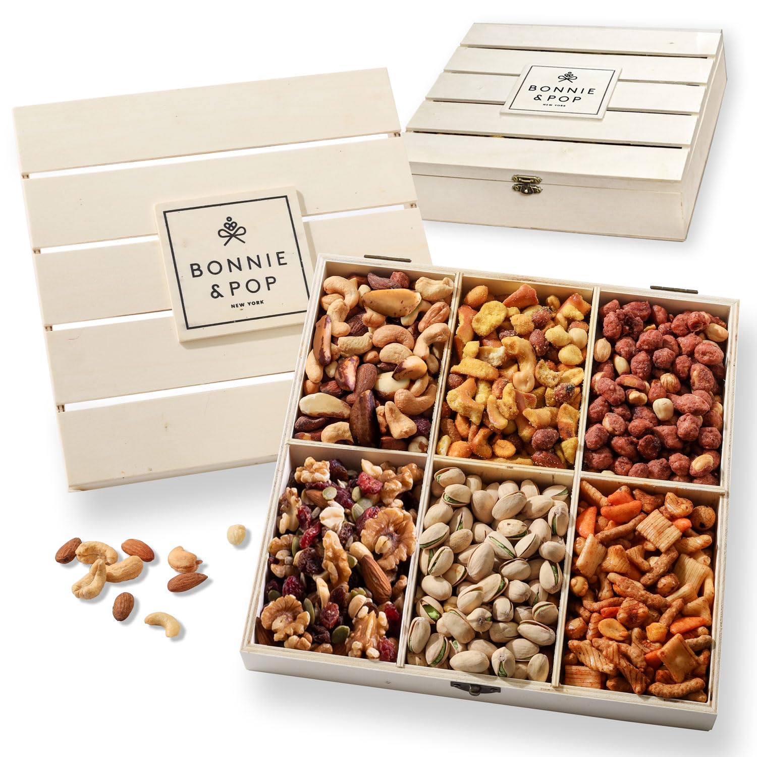 Nut Gift Basket, in Reusable Wooden Crate, Healthy Gift Option, Gourme