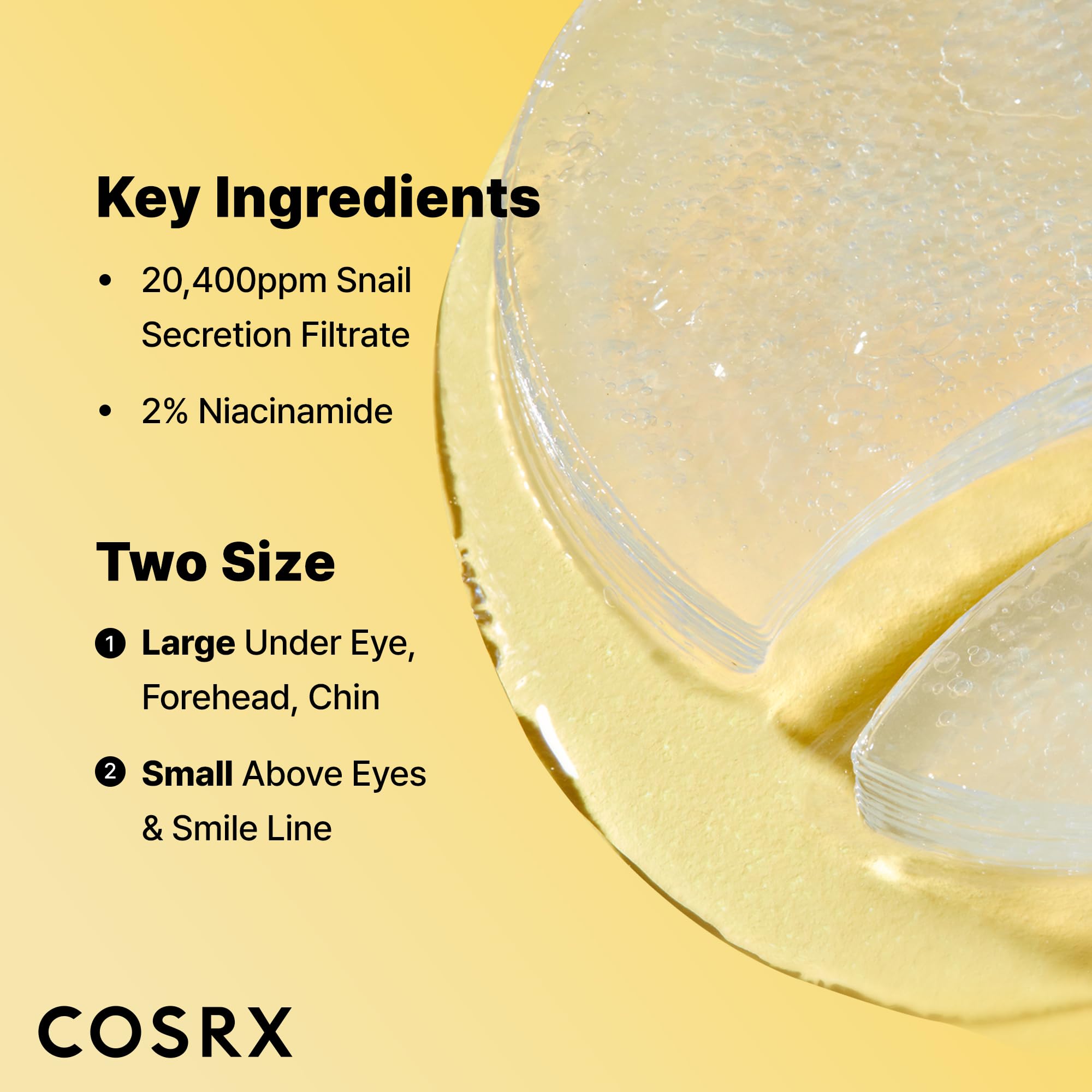 COSRX Advanced Snail Hydrogel Eye Patch (60pc), Gel Serum Mask, Puffy Under Eye Treament, Fine Lines, Refresh, Hydrate, Korean Skin Care