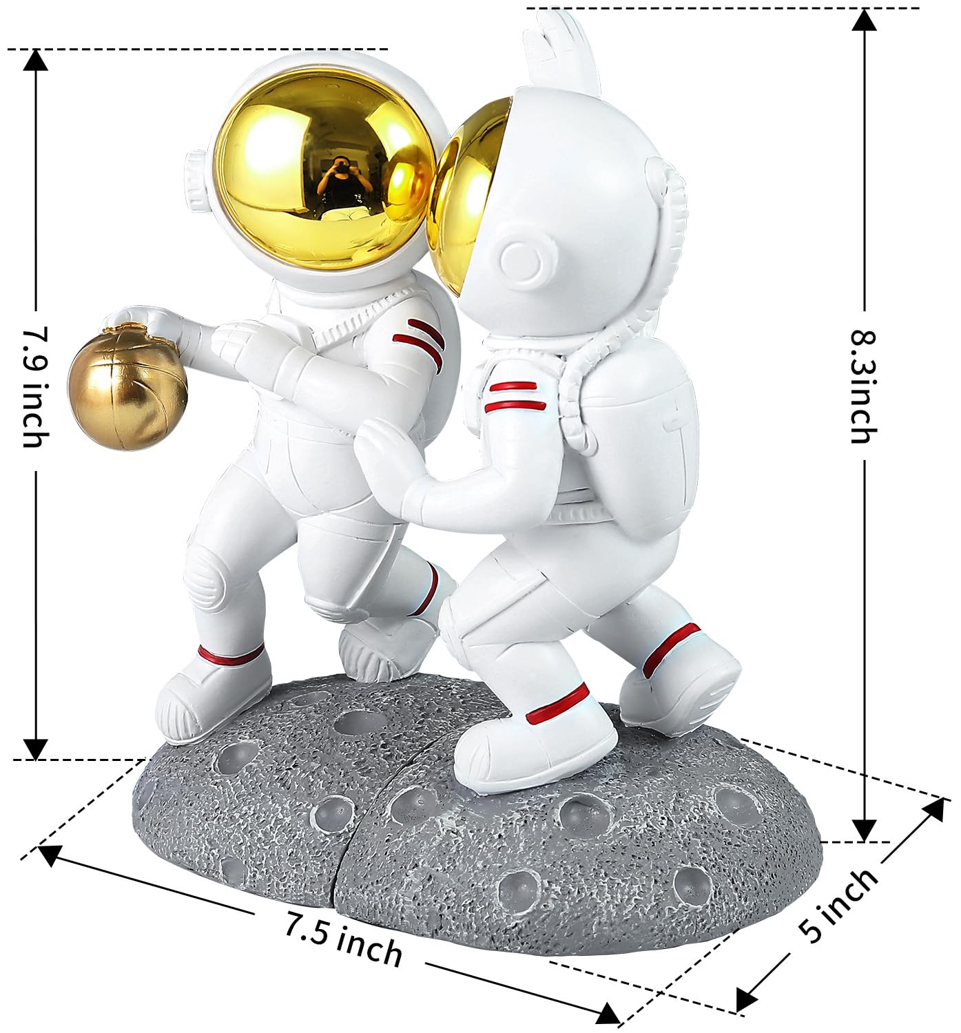 Ureymx Astronaut Bookends, Space Theme Bookends for Shelves, Unique Office Home Room Heavy Duty Bookends Decorative, Book Ends with Anti Slip for Kids Rooms Decor Boys Girl Idea Gift (Gray)