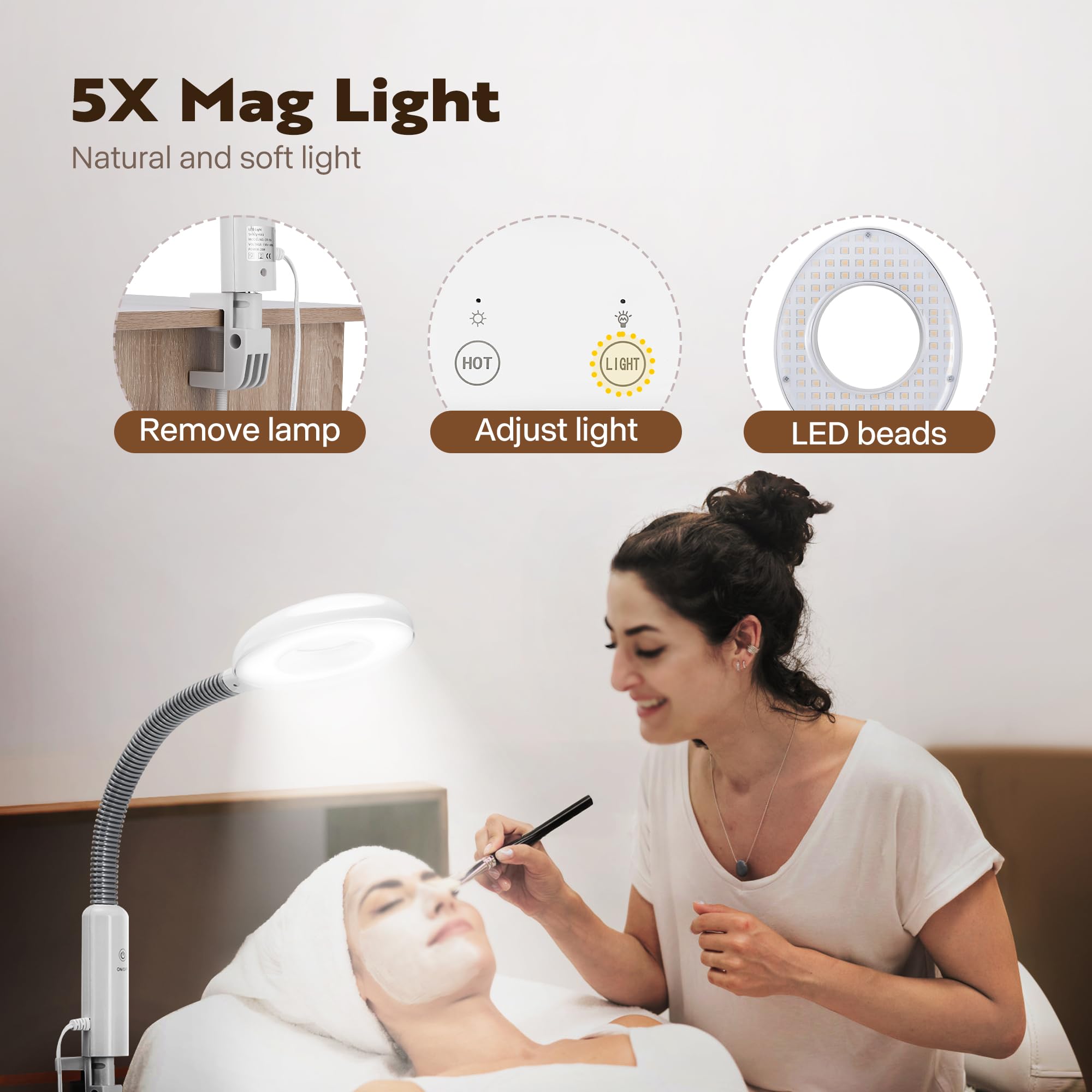 VIVOHOME Professional Facial Steamer for Esthetician with 5X Magnifying Lamp and Humidifier, 2 in 1 Ionic Face Steamer for Skin Spa for Home and Salon, Portable with Rolling Wheels