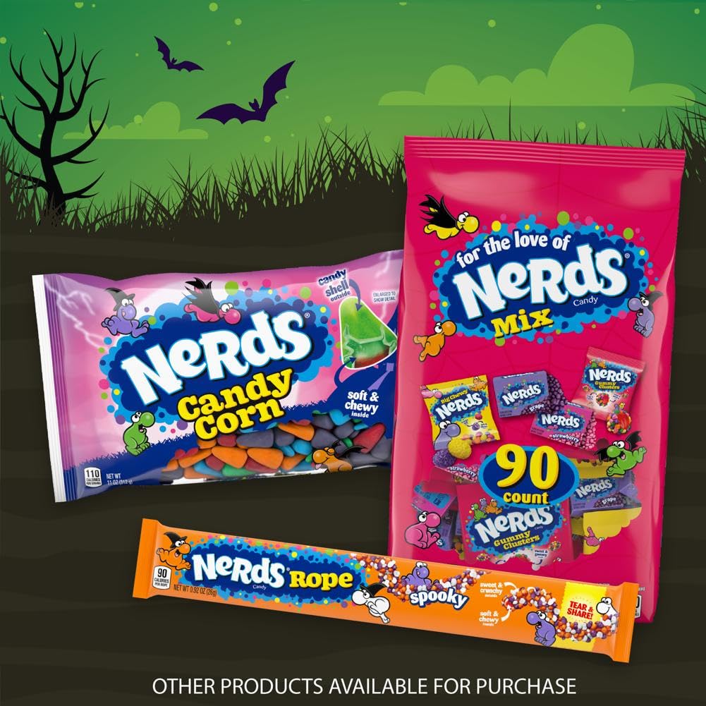 Nerds Spooky Ropes Candy, Halloween Trick or Treat Packs, 0.92oz (Pack of 24)