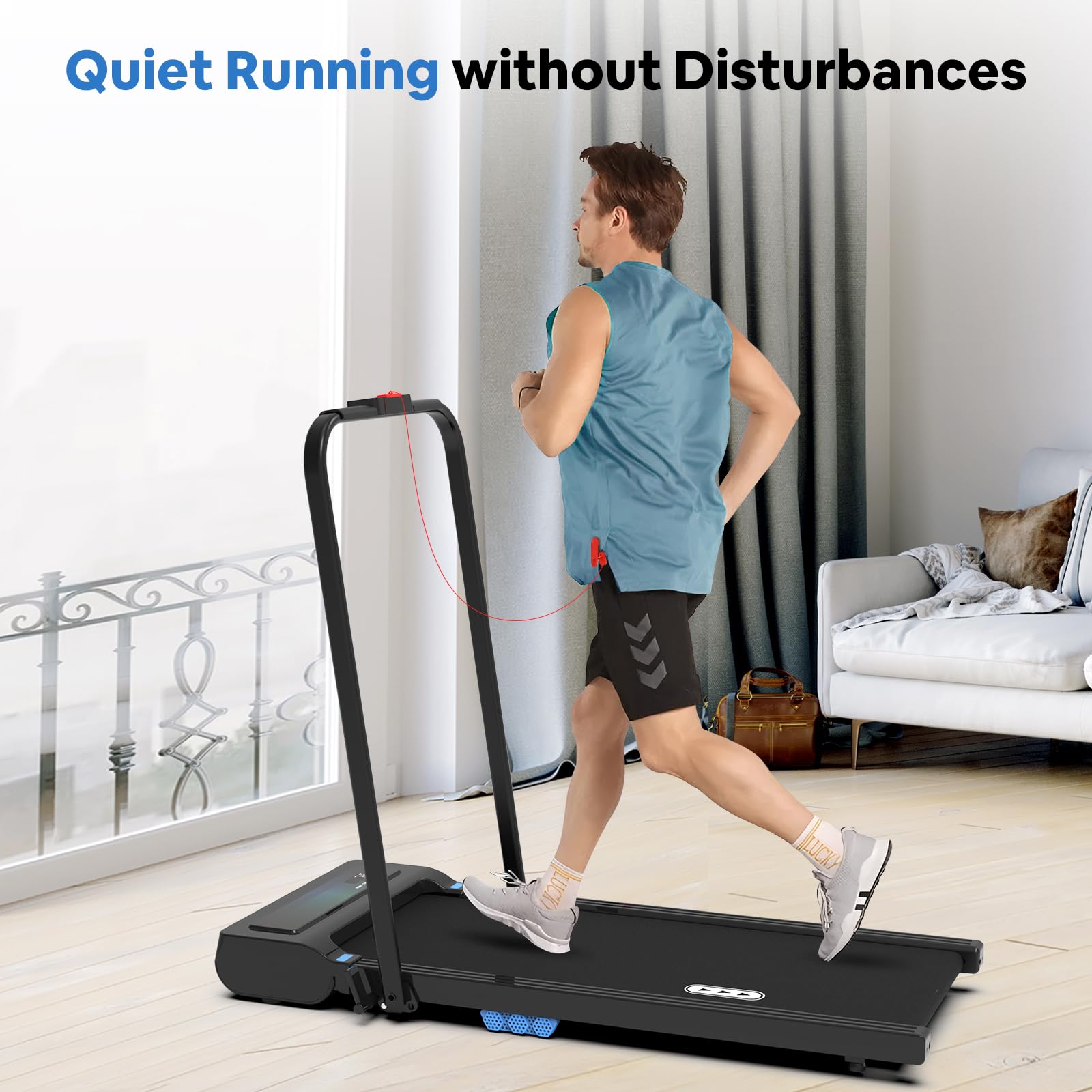CIIHI Walking Pad Under Desk Treadmill- 2 in 1 Folding Treadmill with 0.6-7.6 Mph - Portable Foldable Treadmill for Home Office, Free-Installation with 265 lbs Capacity