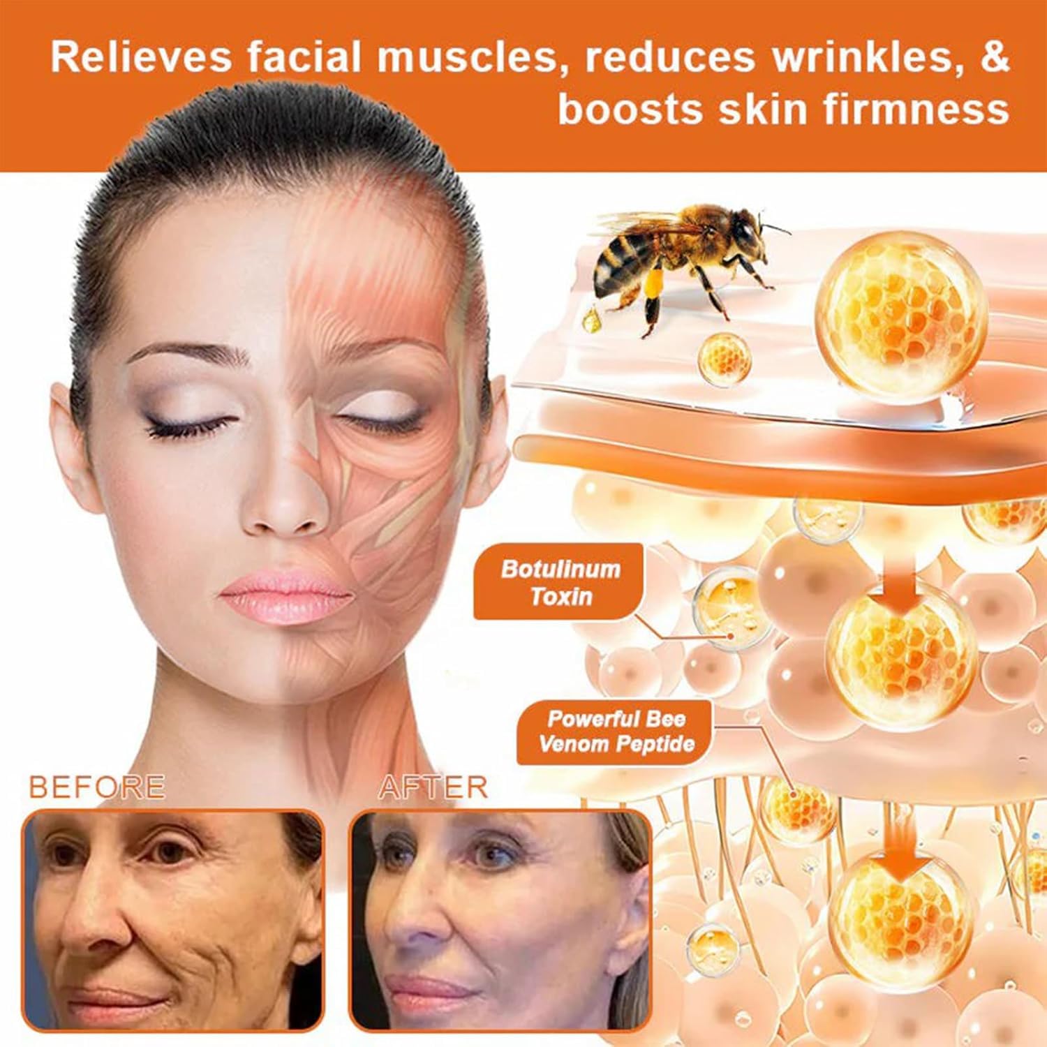 Bee Venom Firming Serum Stick, Firming anti-Wrinkle Cream, Lifts and Tightens the Skin, Effectively Solving Wrinkles and Fine Lines, Natural Bee Venom Serum for All Skin Types (2PCS)