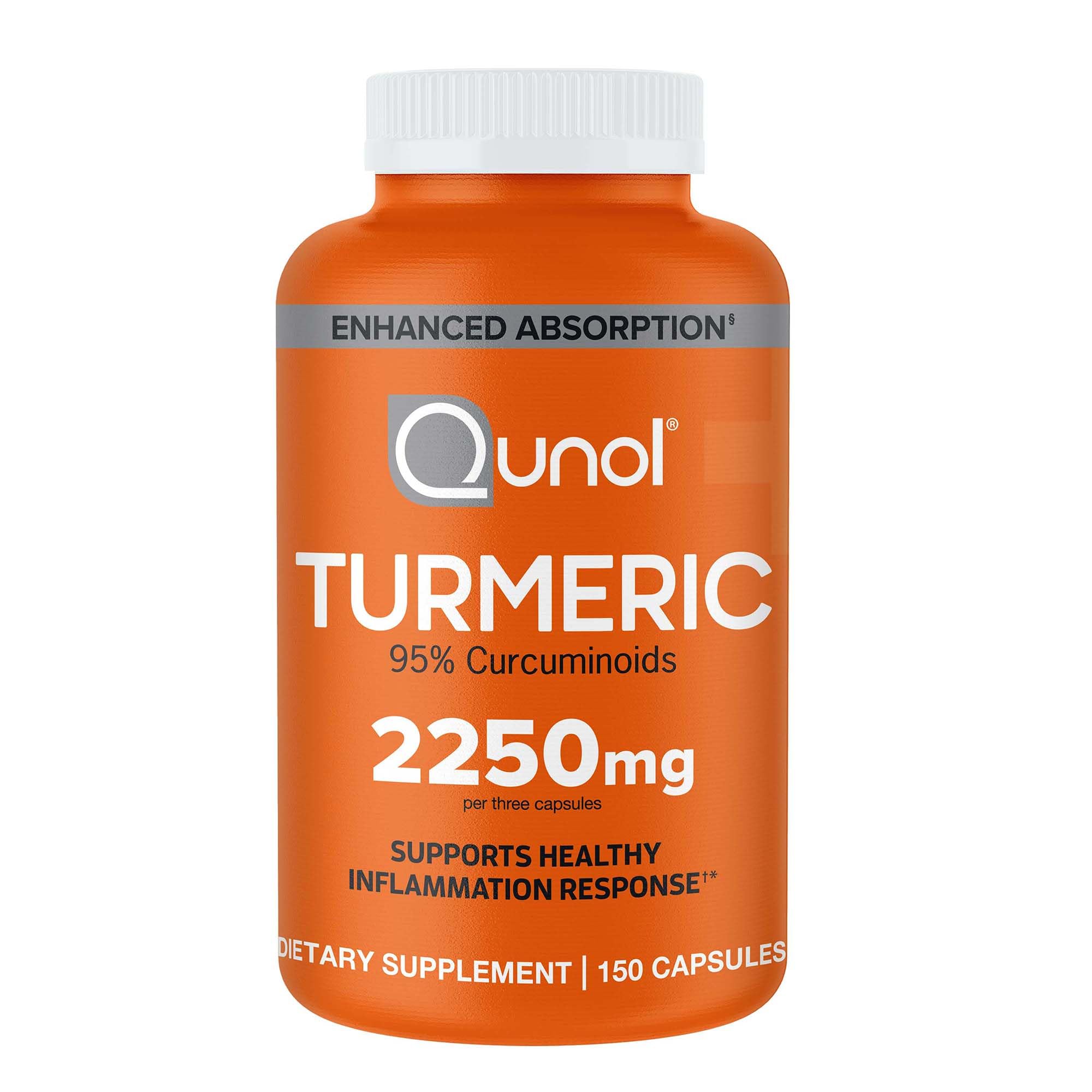 Qunol Turmeric Curcumin with Black Pepper, 2250mg Turmeric Extract with 95% Curcuminoids, Extra Strength Turmeric Supplement, Enhanced Absorption, Joint Support Supplement, 150 Vegetarian Capsules