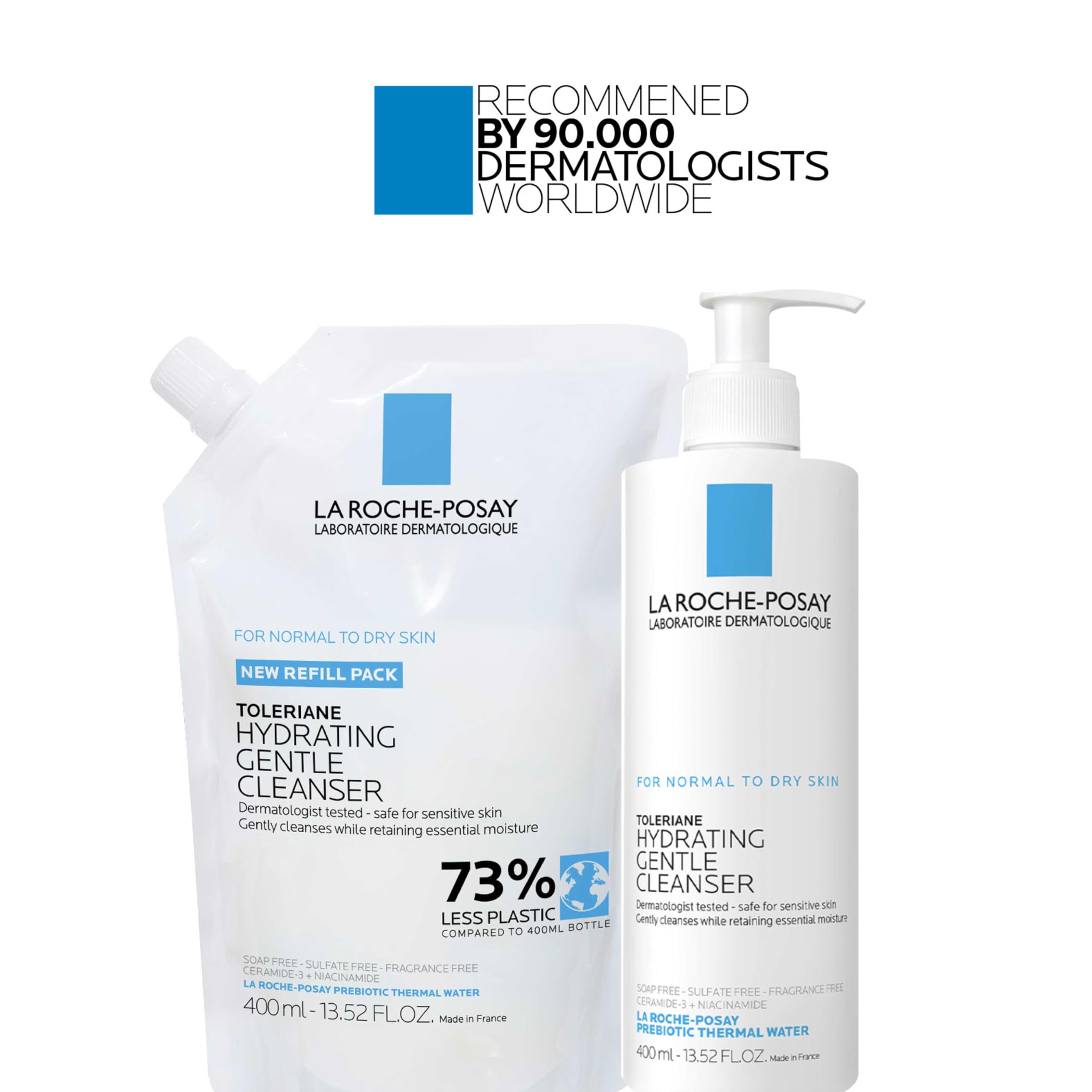 La Roche-Posay Toleriane Hydrating Gentle Face Cleanser | Hydrating Facial Cleanser With Niacinamide + Ceramides | Daily Face Wash For Dry Skin To Normal Skin | Sensitive Skin Tested | Fragrance Free