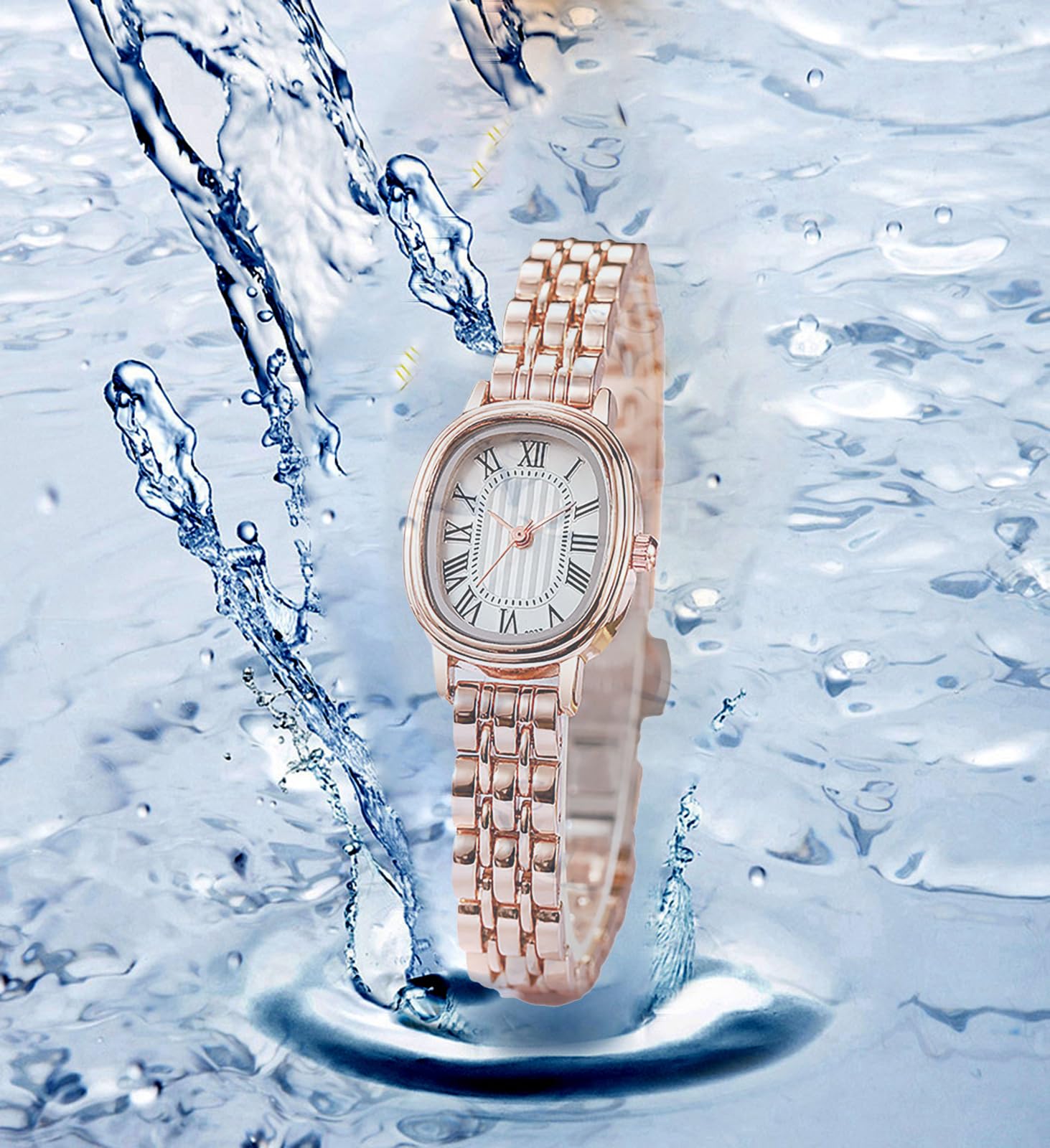 BESTKANG Vintage Oval Women’s Watch Roman Numeral Dial Fashion Waterproof Elegant Watches for Women,Adjustable Strap with Tool (Rose Gold White)