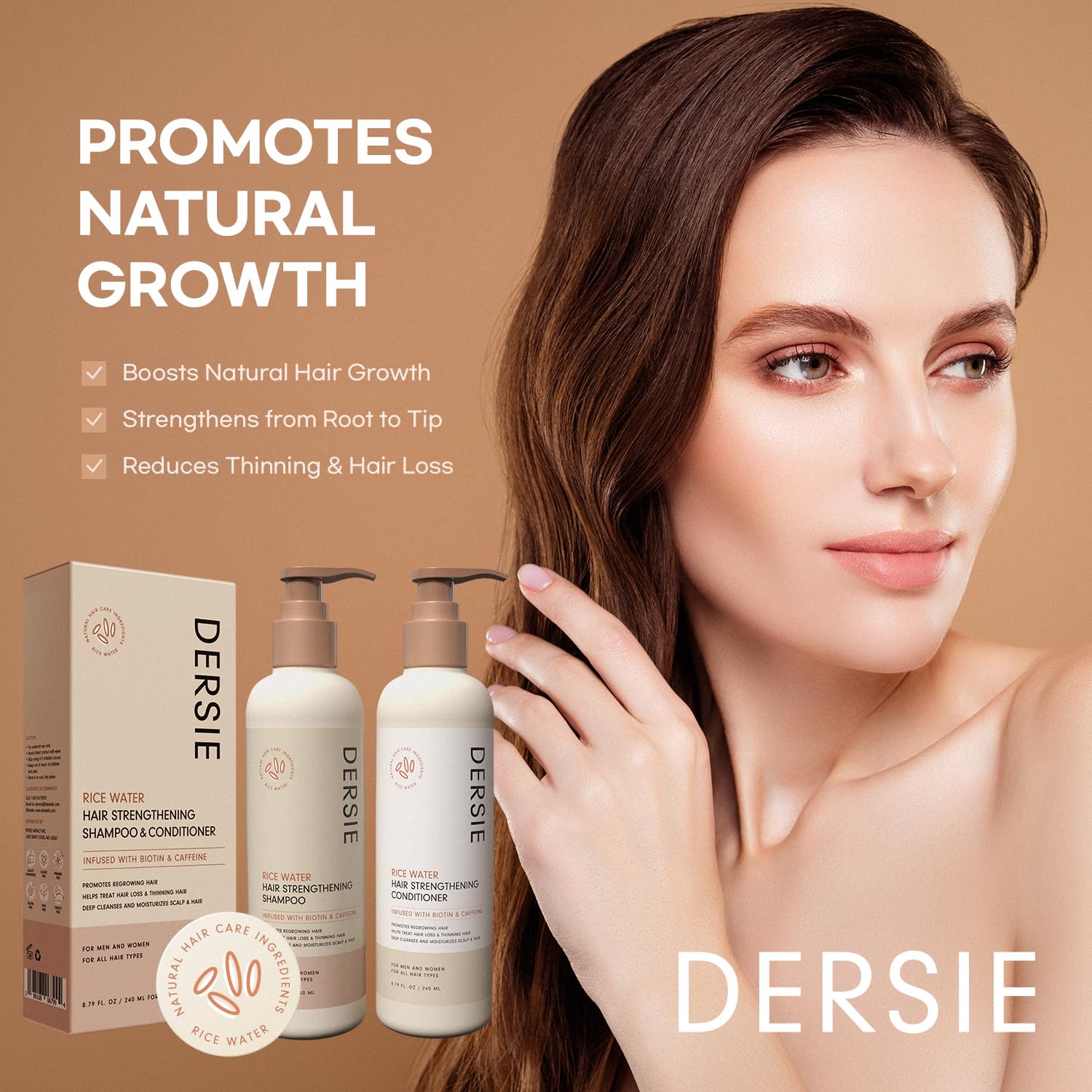 Rice Water Hair Growth Shampoo and Conditioner: Hair Growth Shampoo and Conditioner Infused with Biotin and Caffeine for Thinning Hair (Rice Water Shampoo & Conditioner)