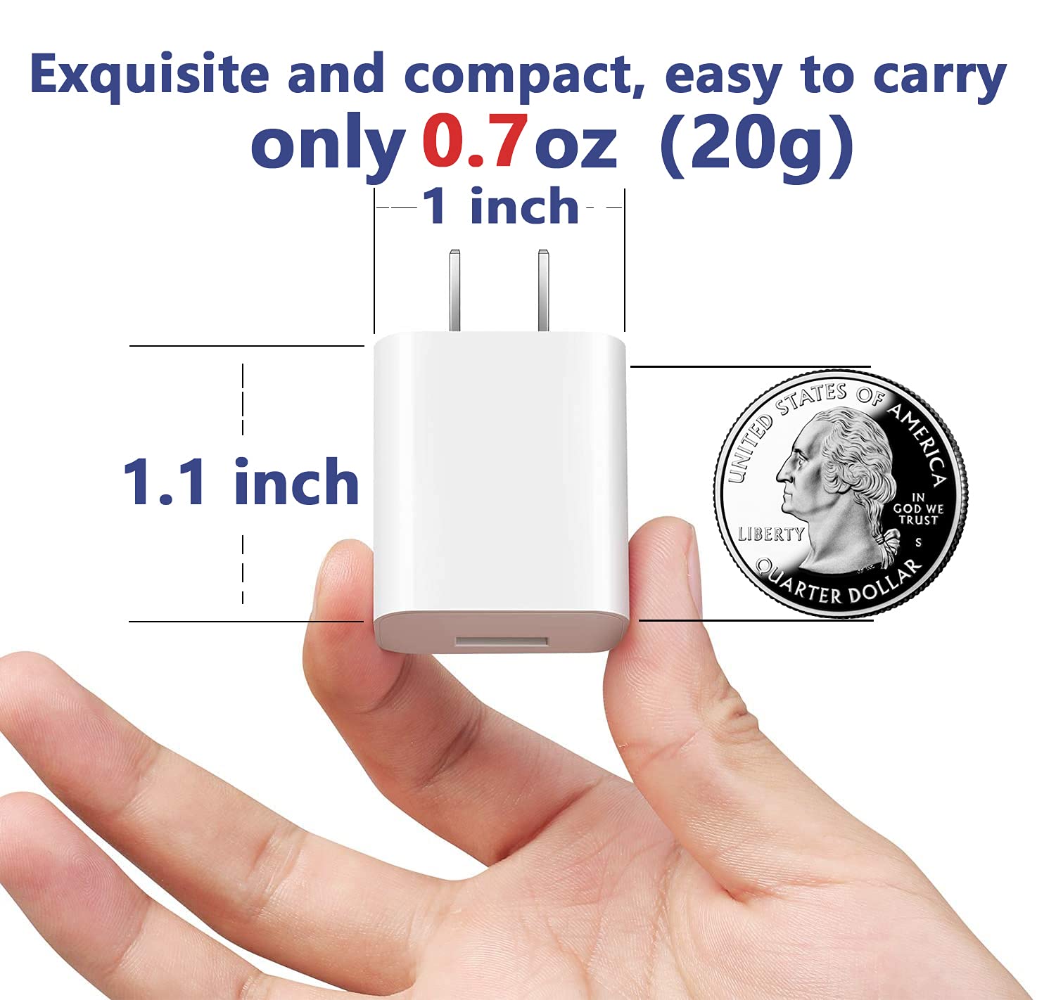 USB Wall Charger,Small iPhone Charger Box,Travel Plug Cube 5W Power Adapter for iPhone SE 2020/12 Pro Max/11 Pro Max/XR/X/8 Plus/7/6S/6S/6/5,Galaxy S7/S6/S5 Edge,LG,HTC,Huawei,Moto,Kindle