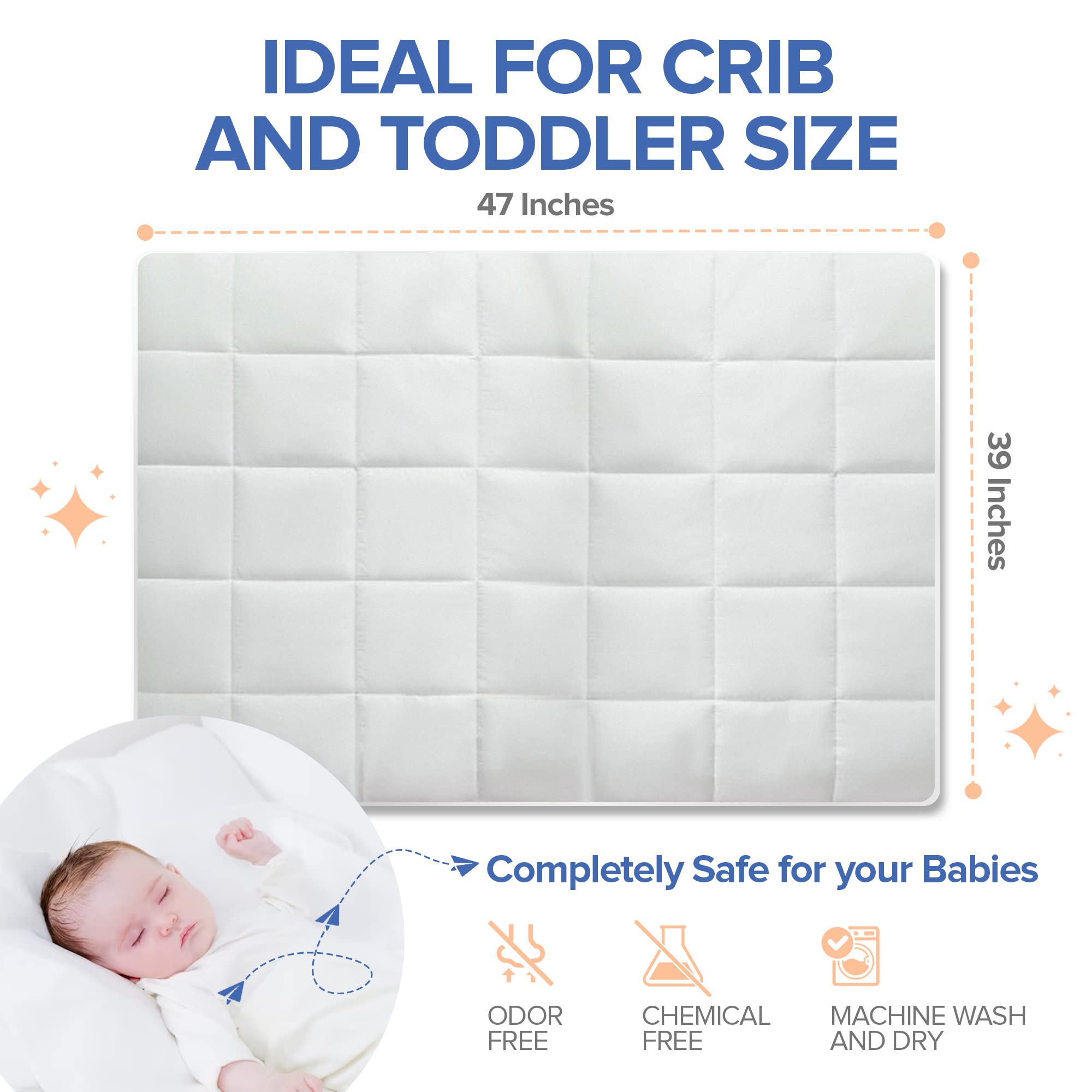 Continental Bedding Toddler Comforter, 100% White Goose Down Duvet Insert, Sleep Blanket with Cotton Shell, Fits Standard Crib, Toddler Bed, 39x47 Inches, White