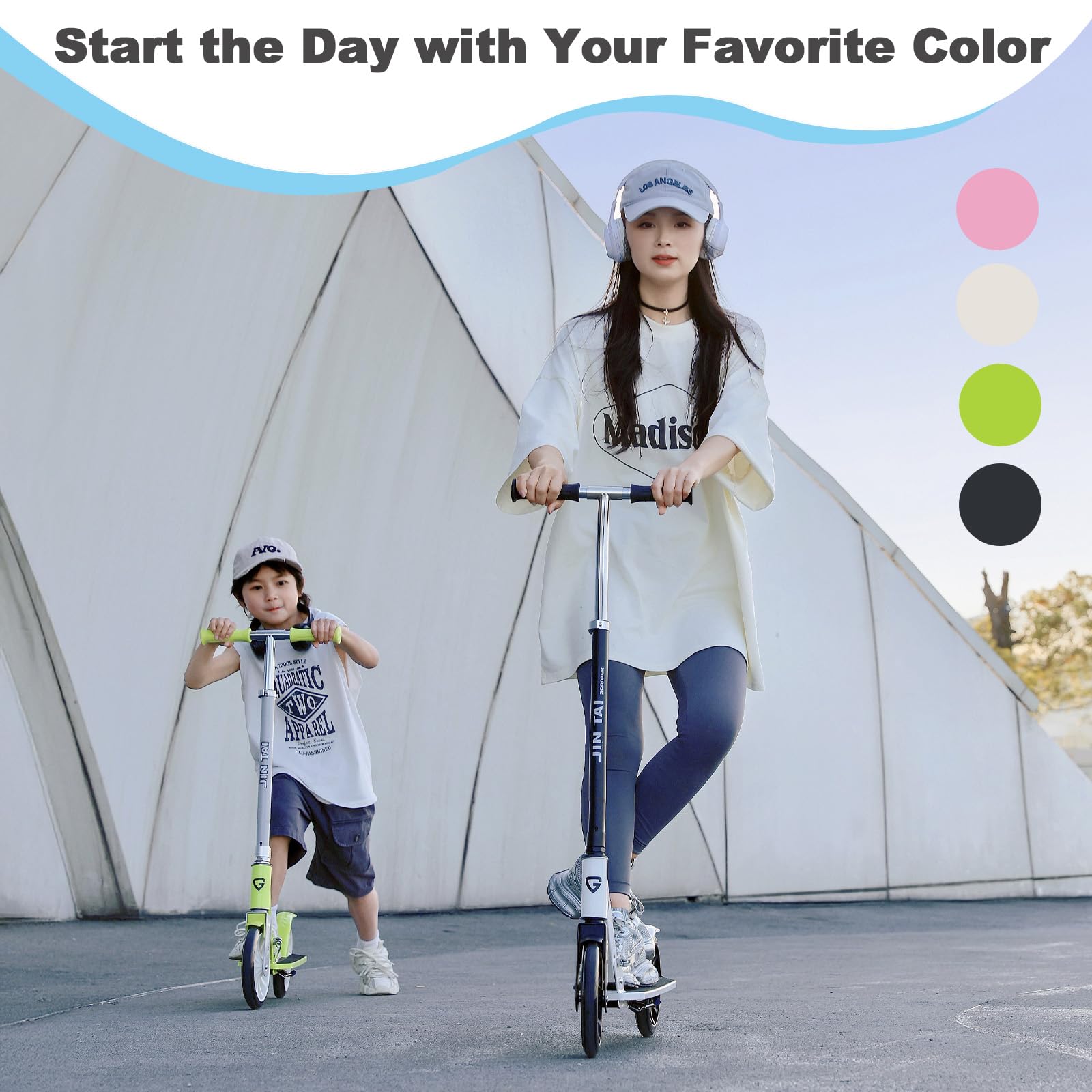 CUIOT Scooter for Adults Foldable 300lbs Lightweight 8IN Big Wheels Kick Scooters with Height Adjustable, Aluminum Frame, for Urban Commuting and Outdoor Fun | Suitable for Teens 8-12,Black