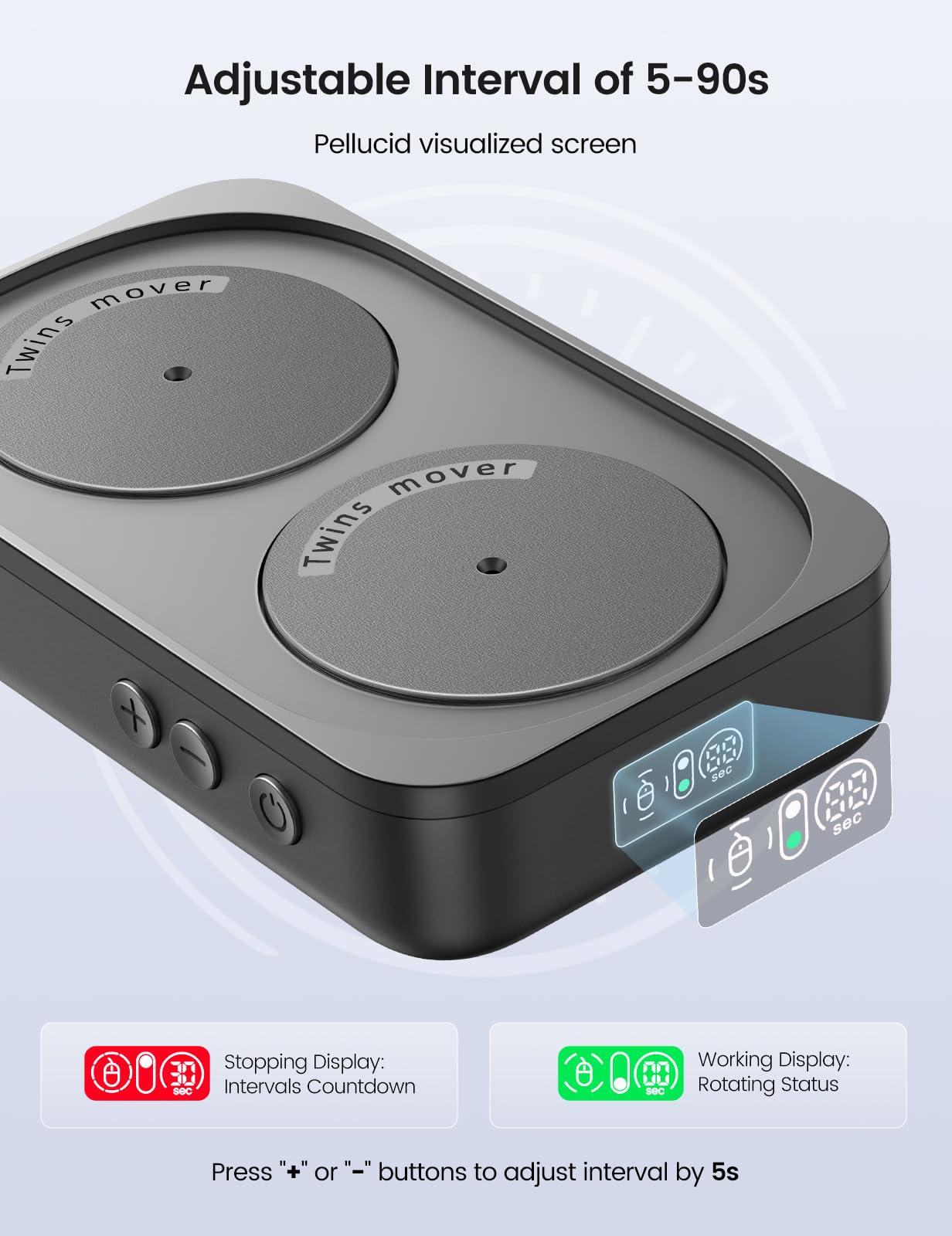 Meatanty Random Mouse Mover, 100% Undetectable Jiggler Moving Device, Mechanical Mouse Shaker with Adjustable Interval Timer, No Need to Align Mouse Sensor, Quiet Vibration Pad Keep Work Life Balance