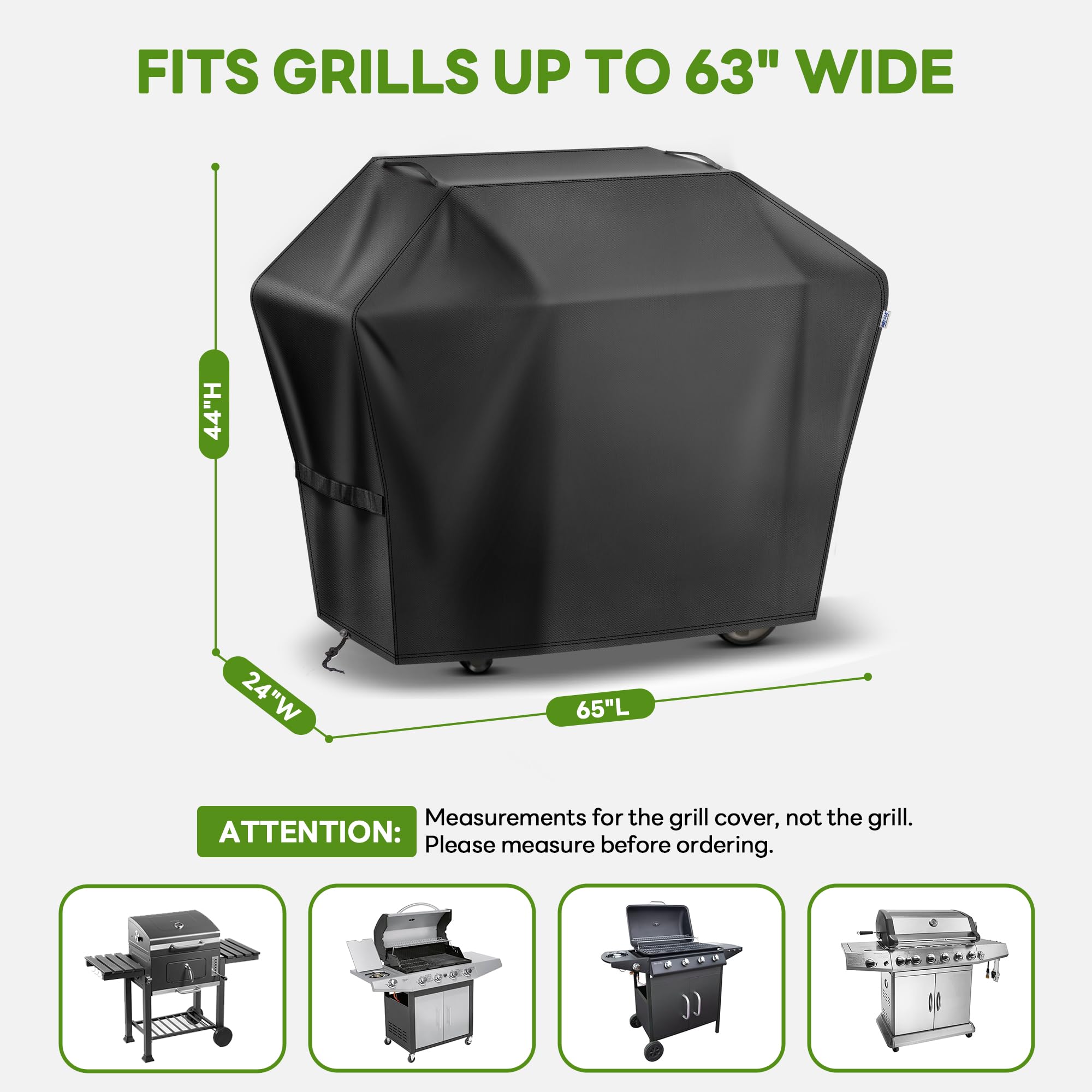 Mepple Grill Cover 65 Inch for Outdoor Gas BBQ Grill,Waterproof Fade Resistant Anti-UV Barbecue Grill Cover & Weather Protection BBQ Cover for Griddle Outdoor,Compatible with Weber Nexgrill Charbroil
