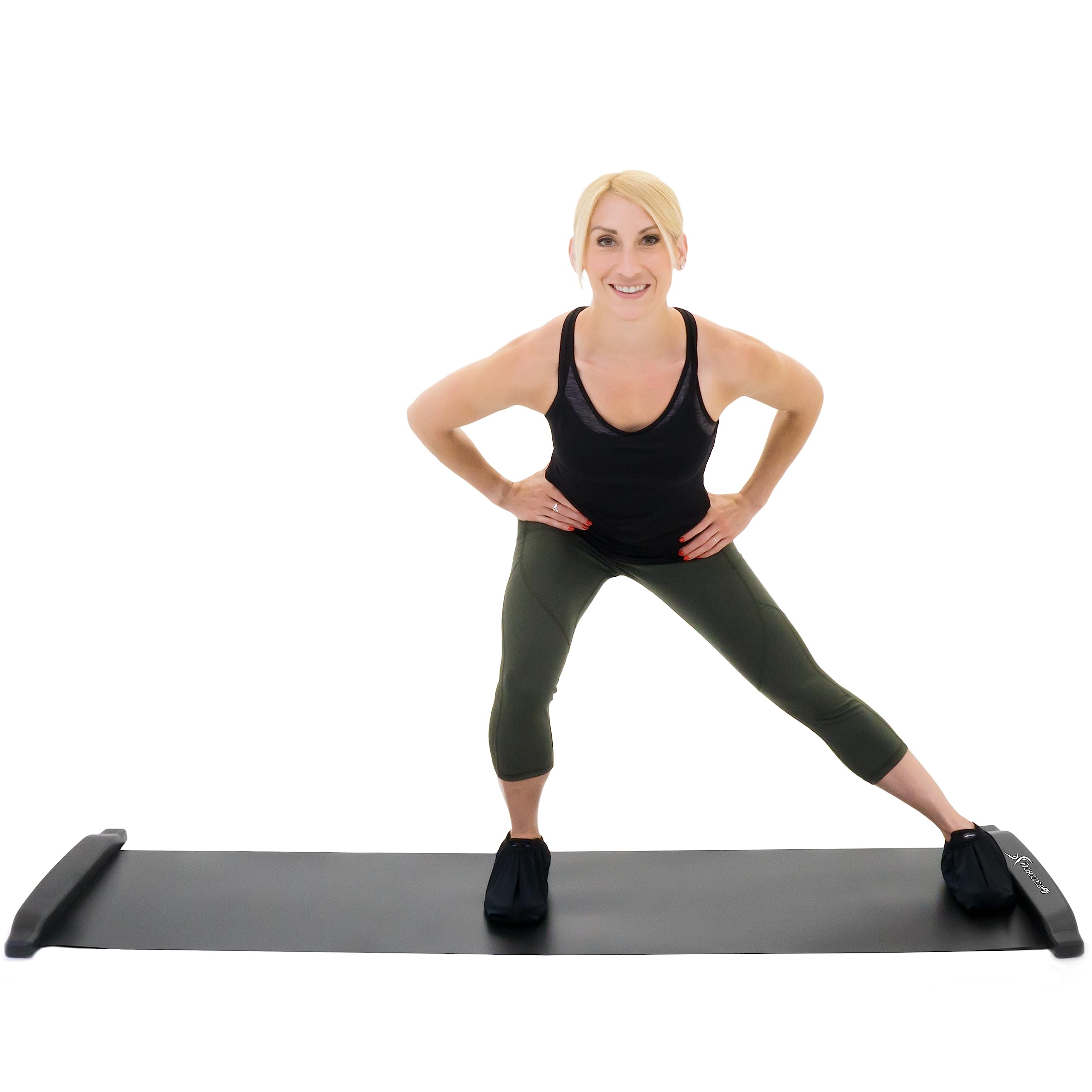 ProsourceFit Slide Board Mat for Exercise 6’ with End Stops, Booties & Carrying Bag for Low-Impact Indoor Home Workouts and Sports Training