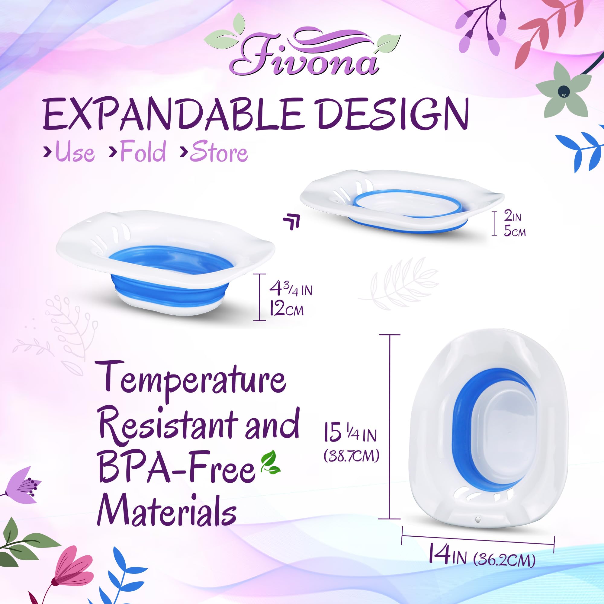 Fivona 2 in 1 Yoni Steam Kit Over The Toilet Seat with V Steam Herbs Blue Moon Recipe for Detox, Cleansing, PH Balance and Odor Control
