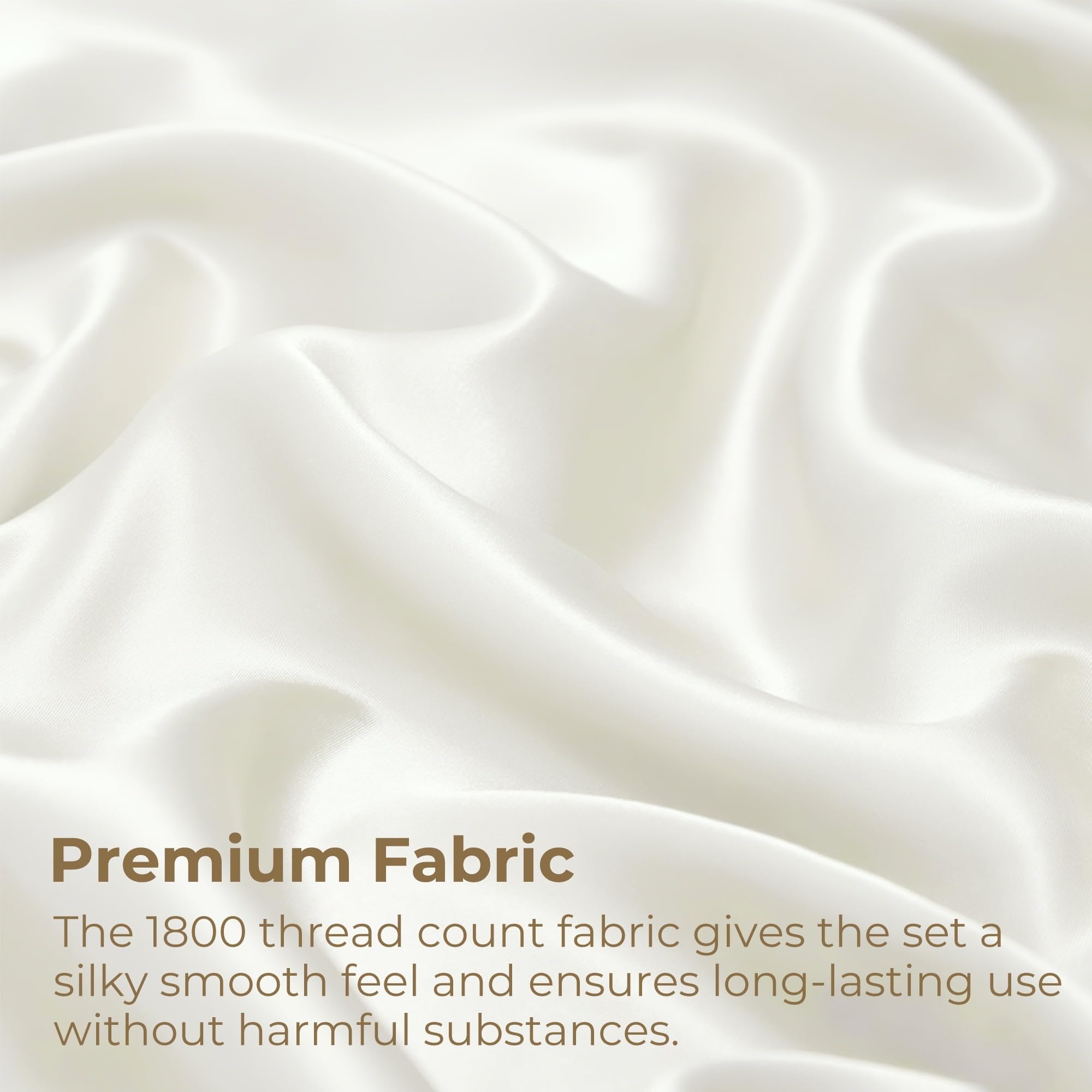 Seasonwood Satin Sheet Set Full Size Sheets Soft 1800 Microfiber 4 Pieces with 2 Pillowcase Ivory