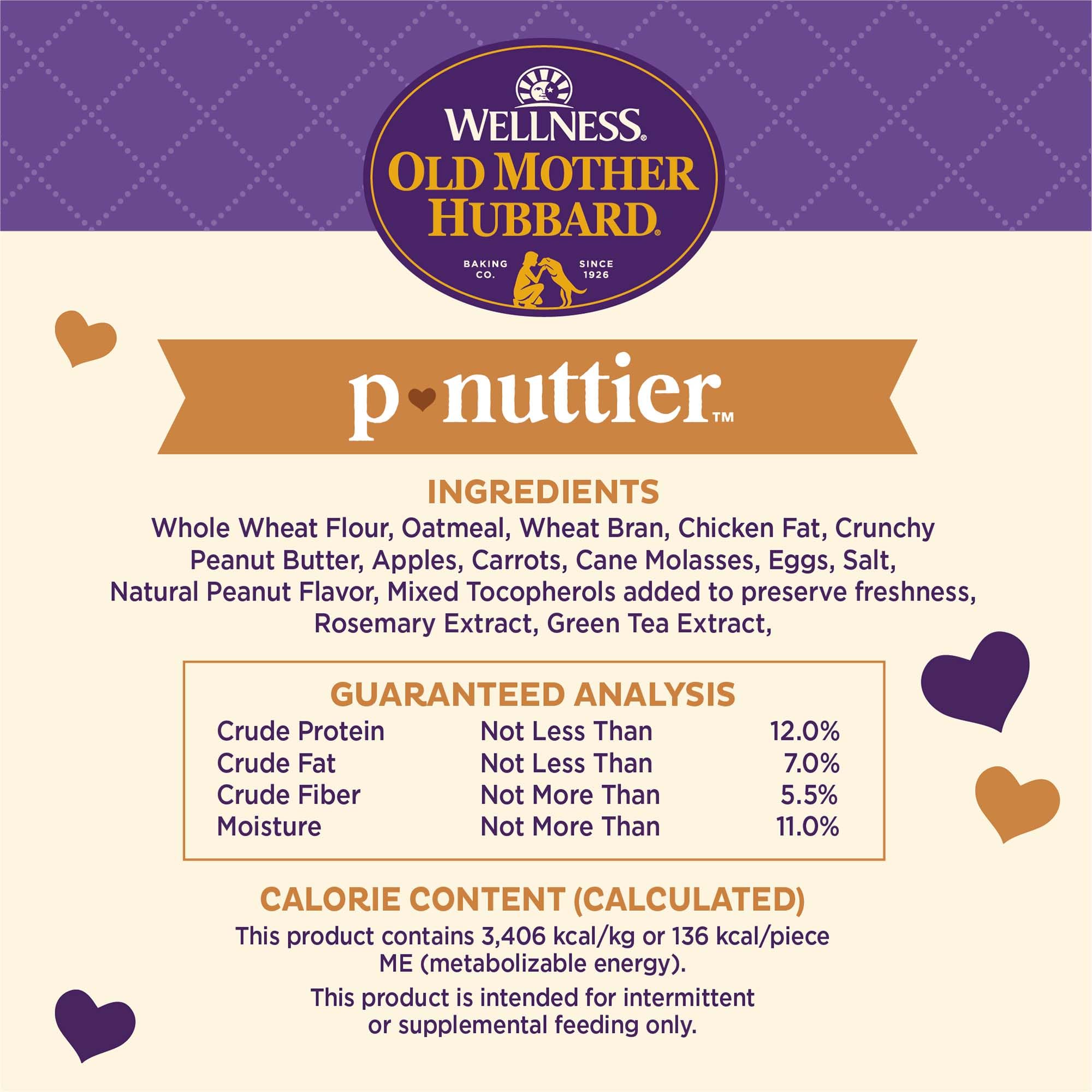 Old Mother Hubbard by Wellness Classic P-Nuttier Natural Dog Treats, Crunchy Oven-Baked Biscuits, Ideal for Training, Large Size, 20 Pound Box