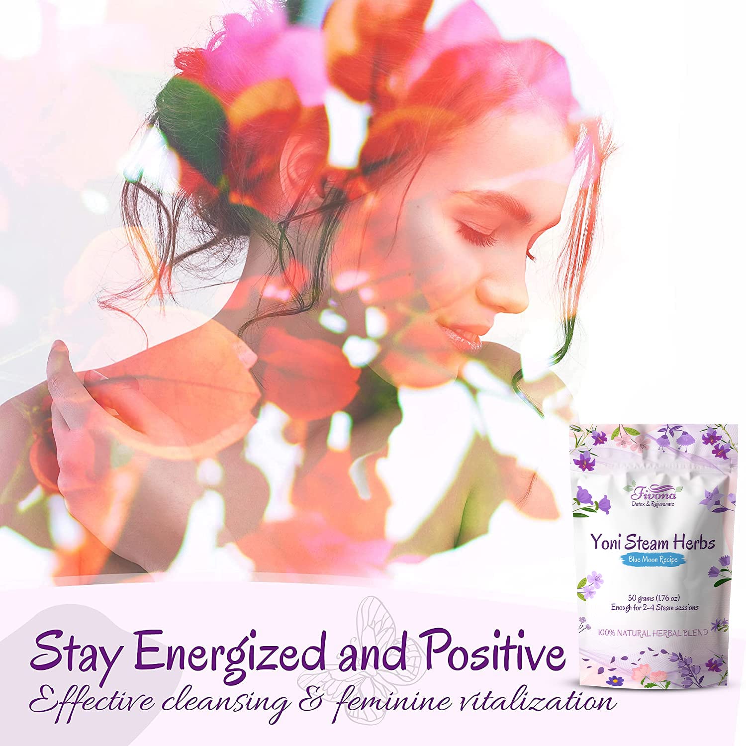 Fivona Yoni Steaming Herbs - for Feminine Use and Rituals - V-Detox, Cleanse, Wash, Odor Control - 2 to 4 Sessions - Female PH Balance- 1.76 Ounces