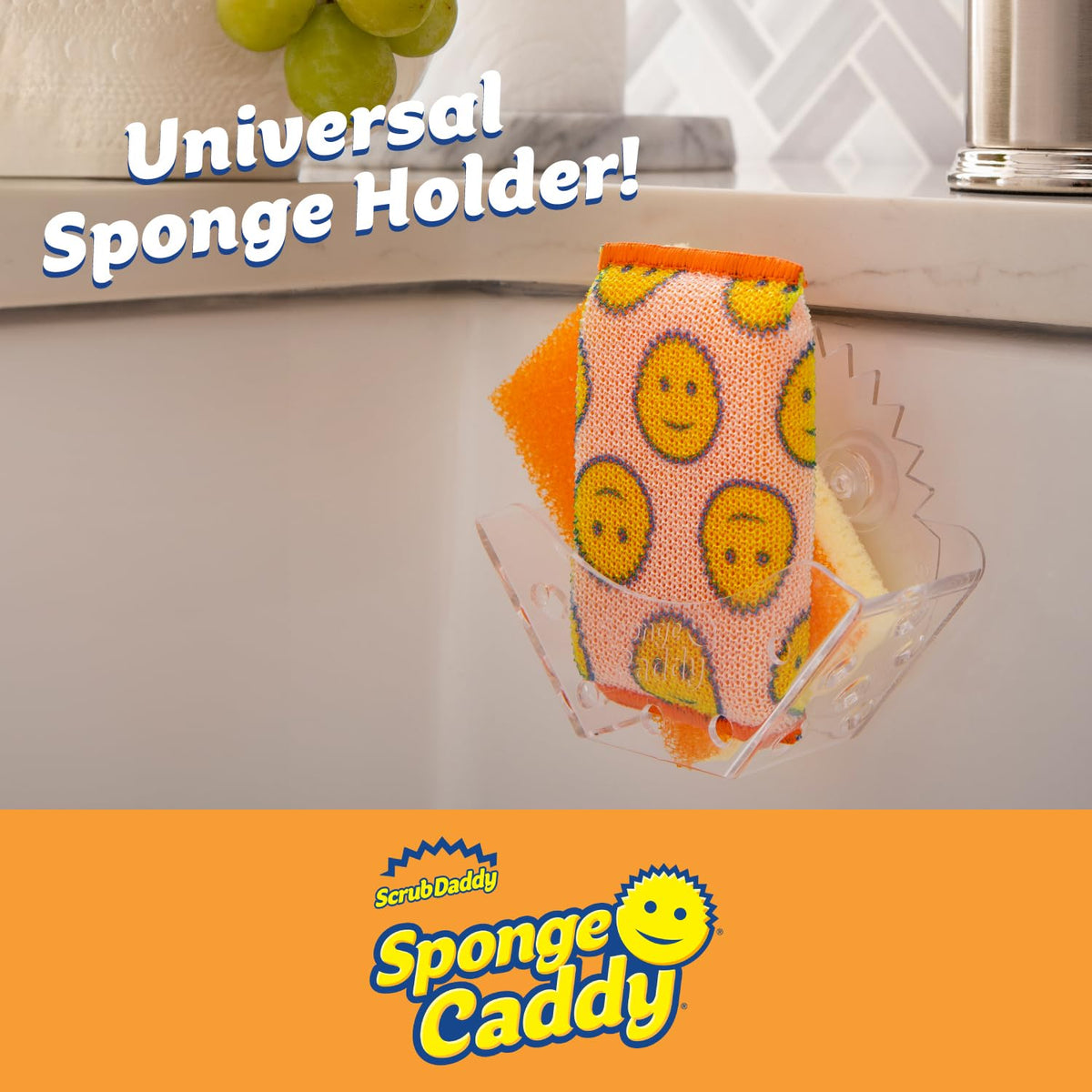 Scrub Daddy Sponge Holder - Sponge Caddy for Kitchen Organization - Self-Draining & Dishwasher Safe with Universal Suction (1 Count)