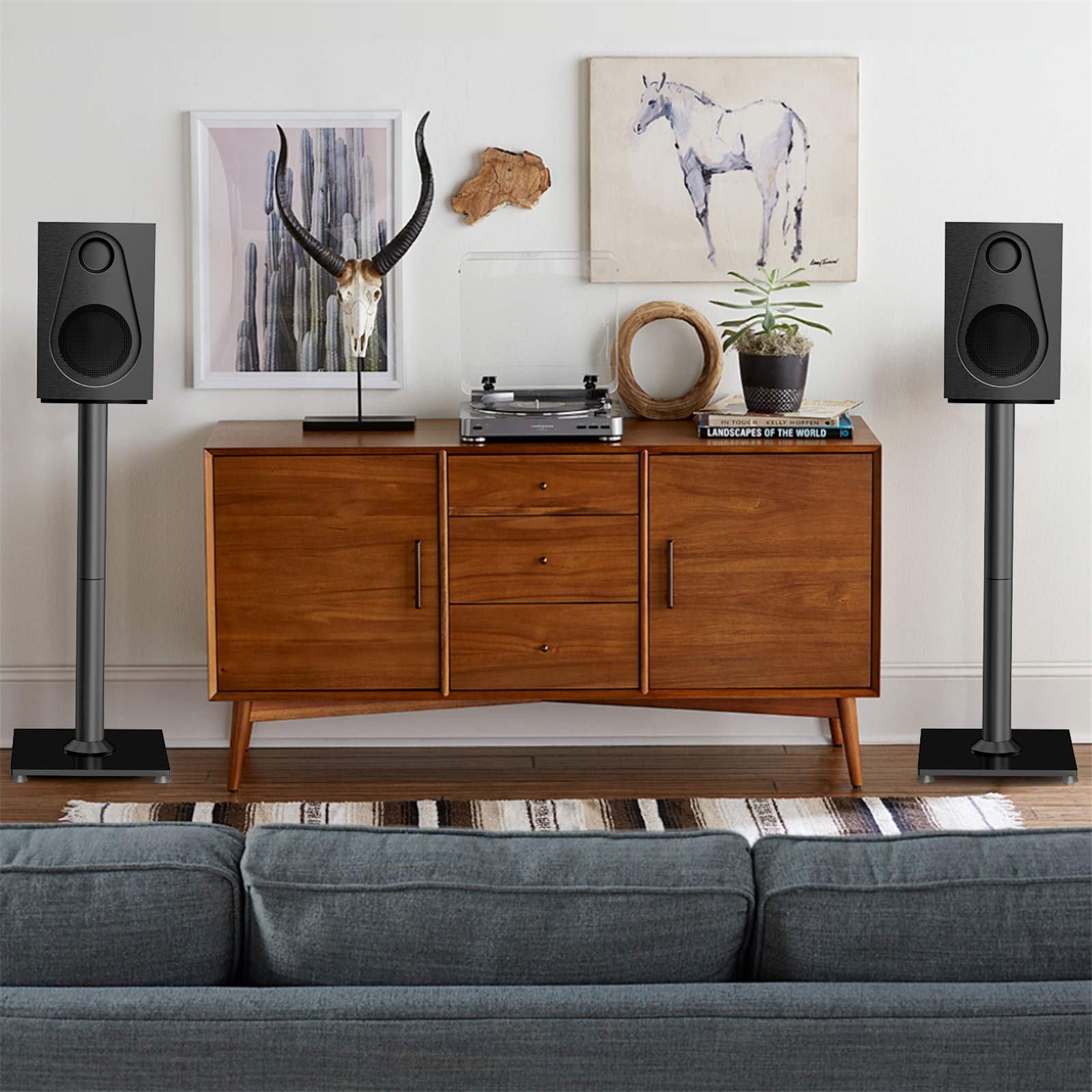 PERLESMITH Universal Floor Speaker Stands Pair for Surround Sound, Bookshelf Speaker Stand for 28 Inch Klipsch, Polk, Yamaha & Other Large Bookshelf Speakers Or Studio Monitors up to 22LBS,1 Pair