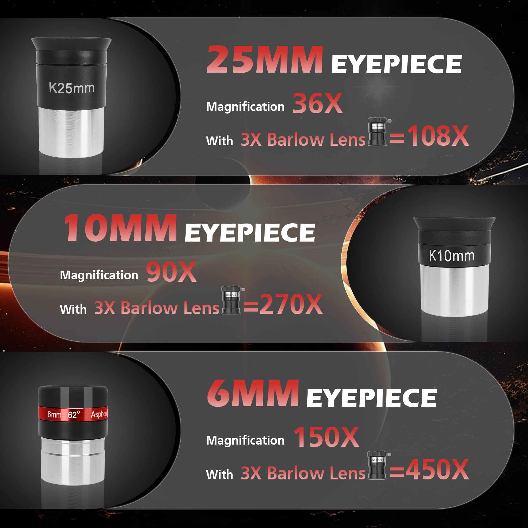 Telescope,Telescope for Adults High Powered, 90mm Aperture 900mm Professional Refractor Telescope for Kids & Beginners, Magnification 450X, for Planet Observation with Stainless Tripod & Phone Adapter